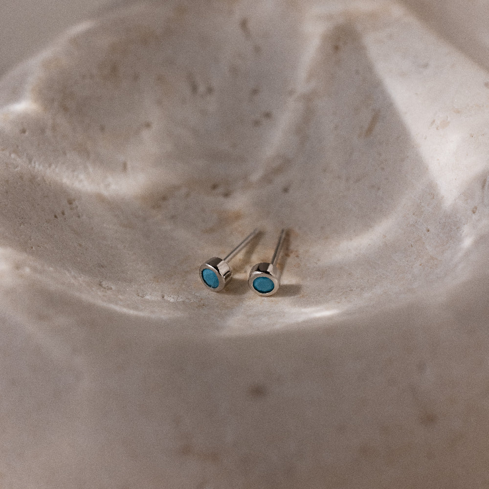 Ariel Turquoise Studs in Silver - Image 4
