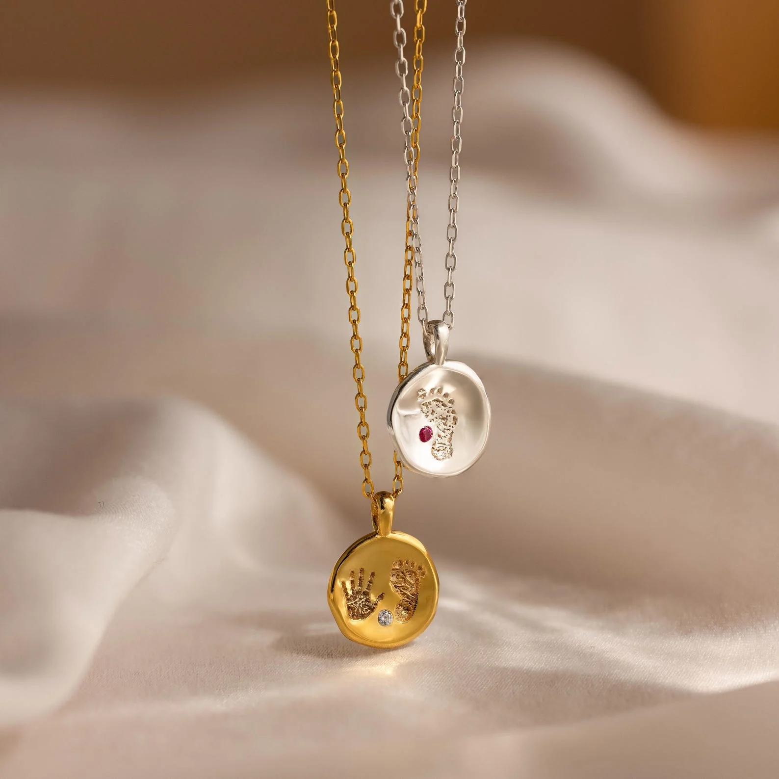 Baby Handprint Coin Necklace - Image 3