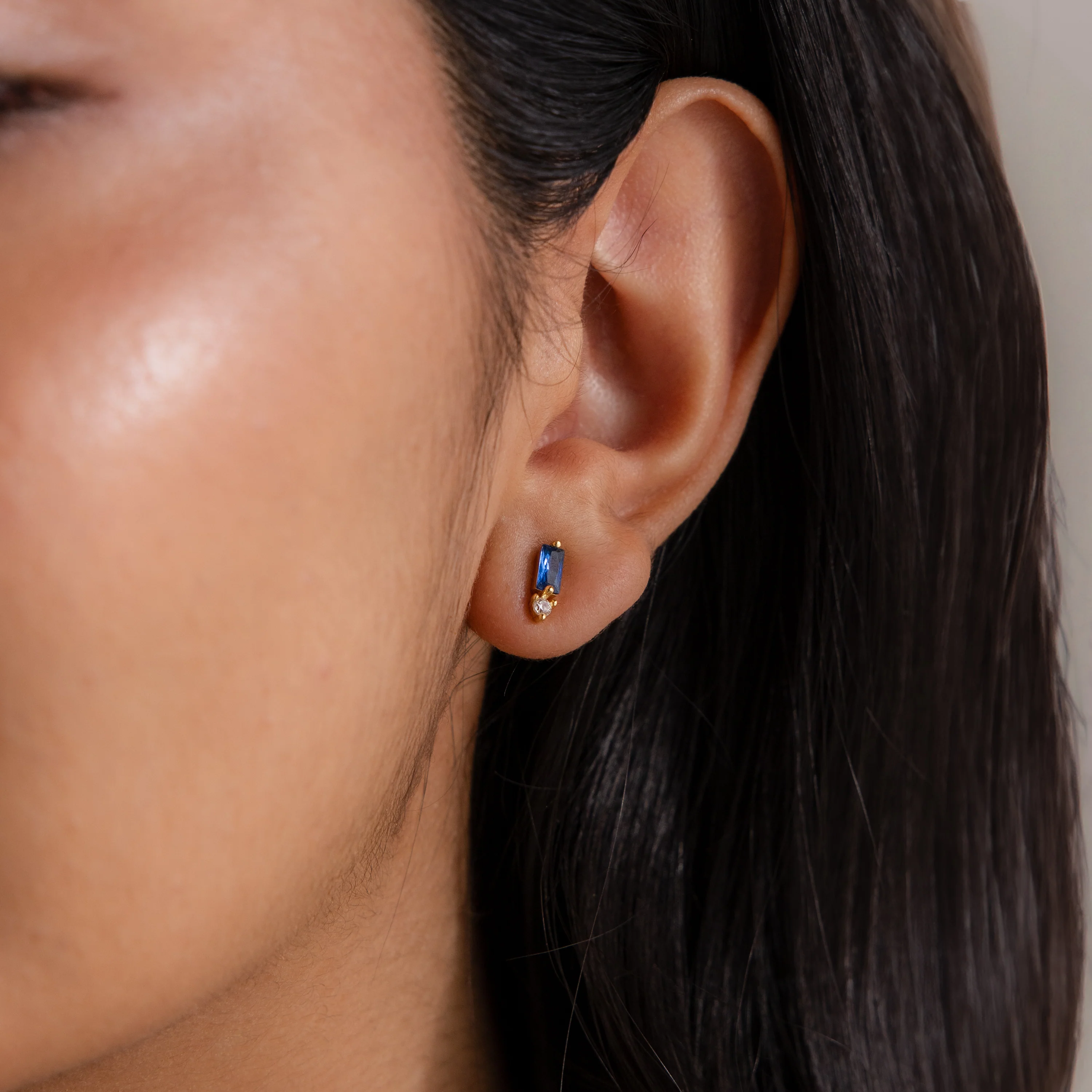Baguette Emerald Drop Studs - Image 2