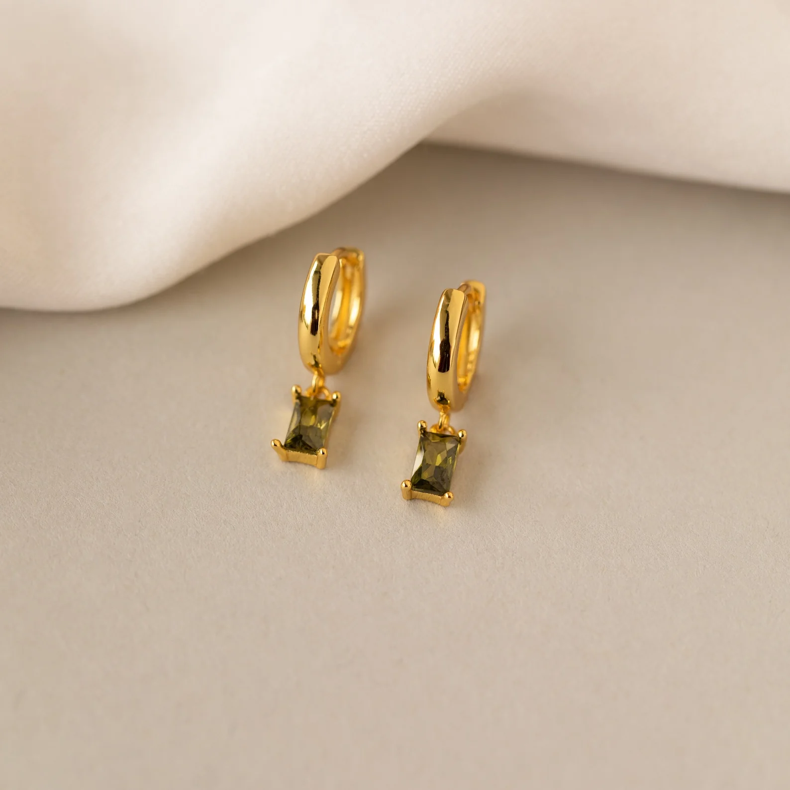 Baguette Birthstone Huggies - Image 5