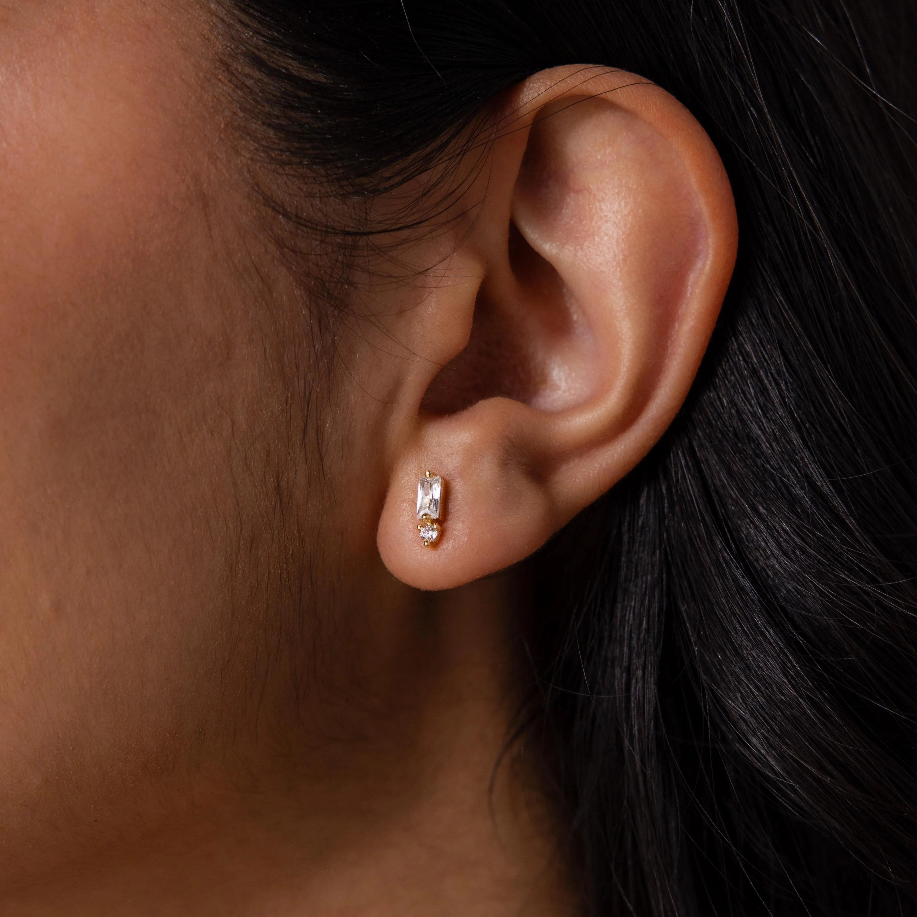 Baguette Ruby Drop Studs - Image 2
