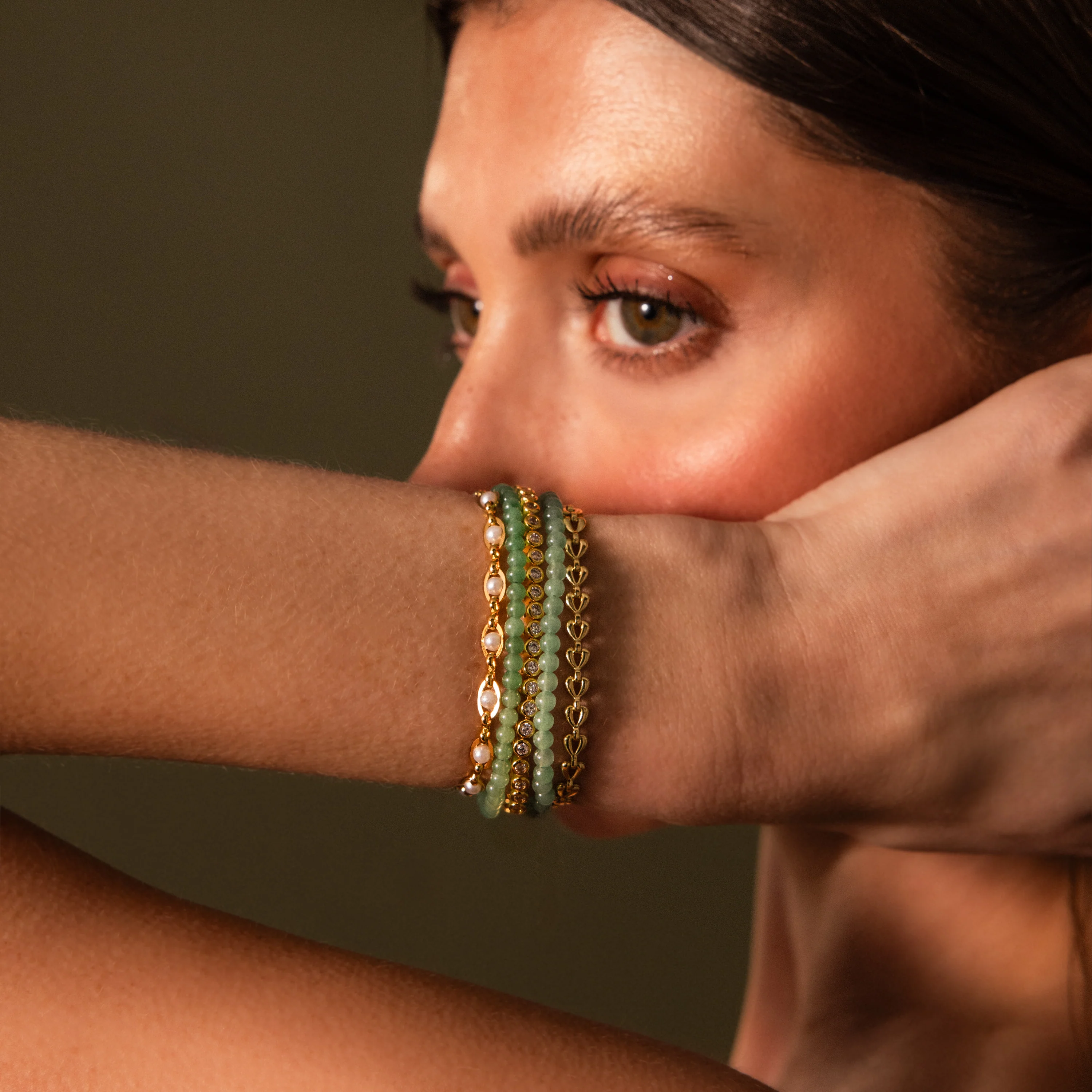 Beaded Jade Charm Bracelet - Image 4