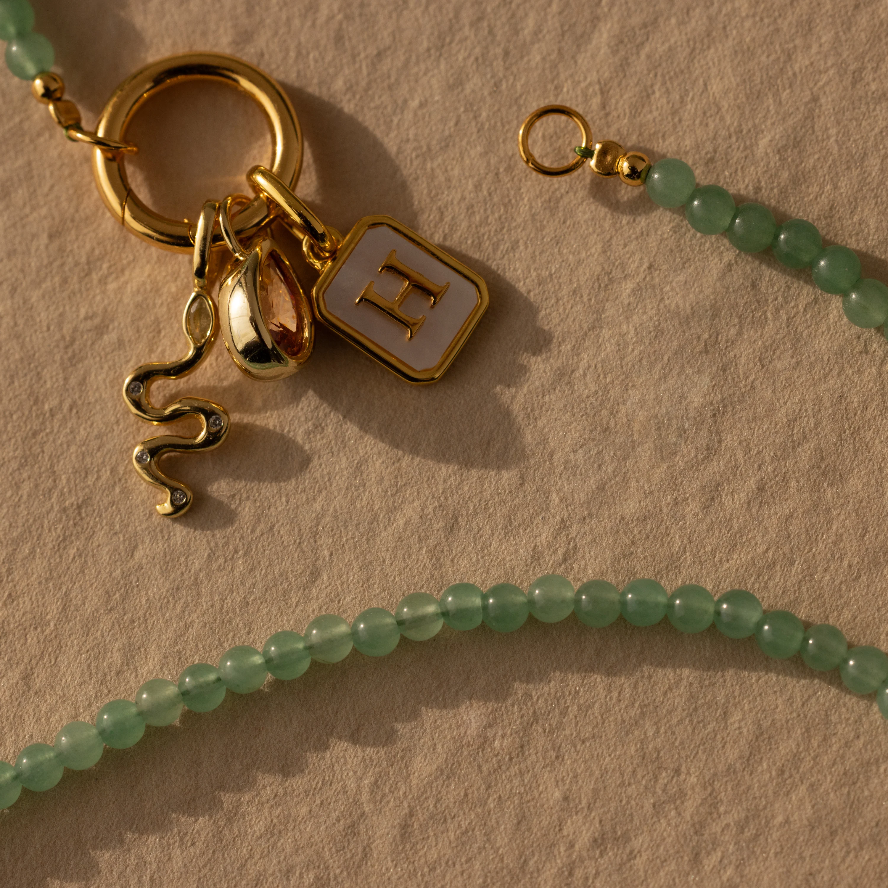 Beaded Jade Charm Necklace in 18K Gold - Image 3
