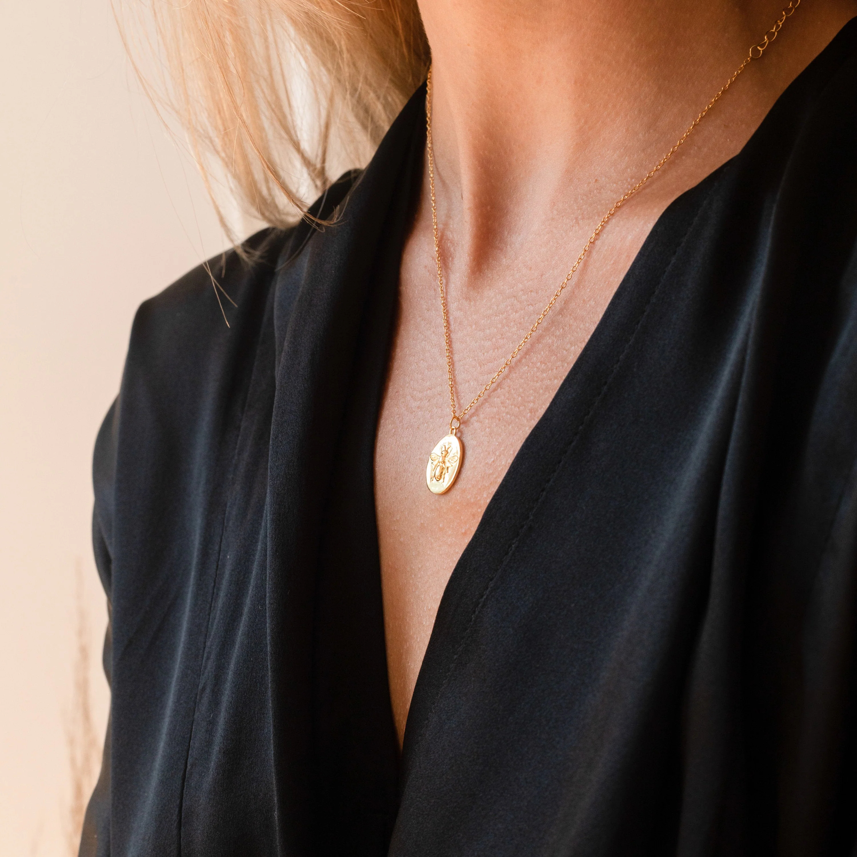 Bee Coin Necklace in Rose Gold - Image 5