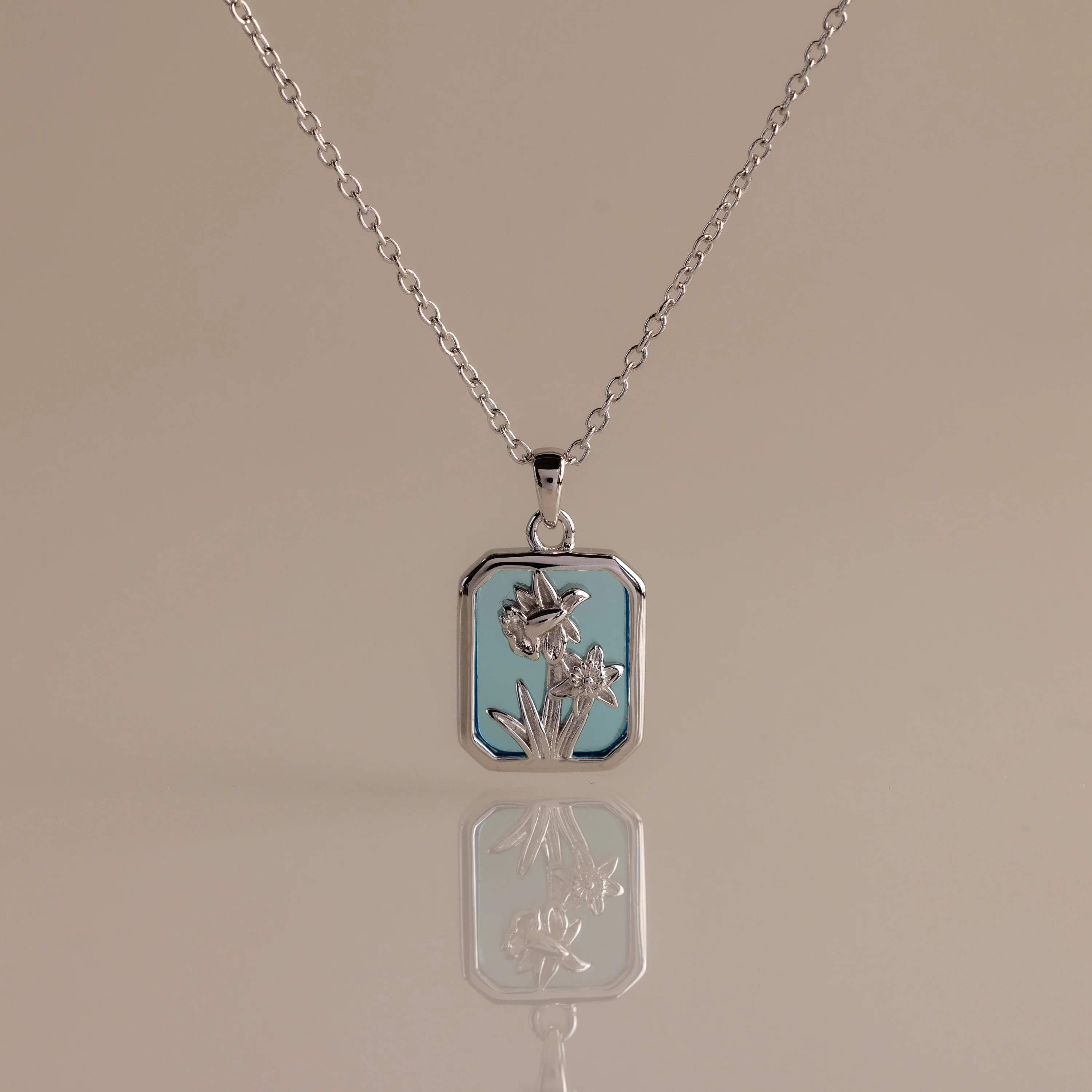 Aquamarine Birth Flower Charm Necklace - Image 3