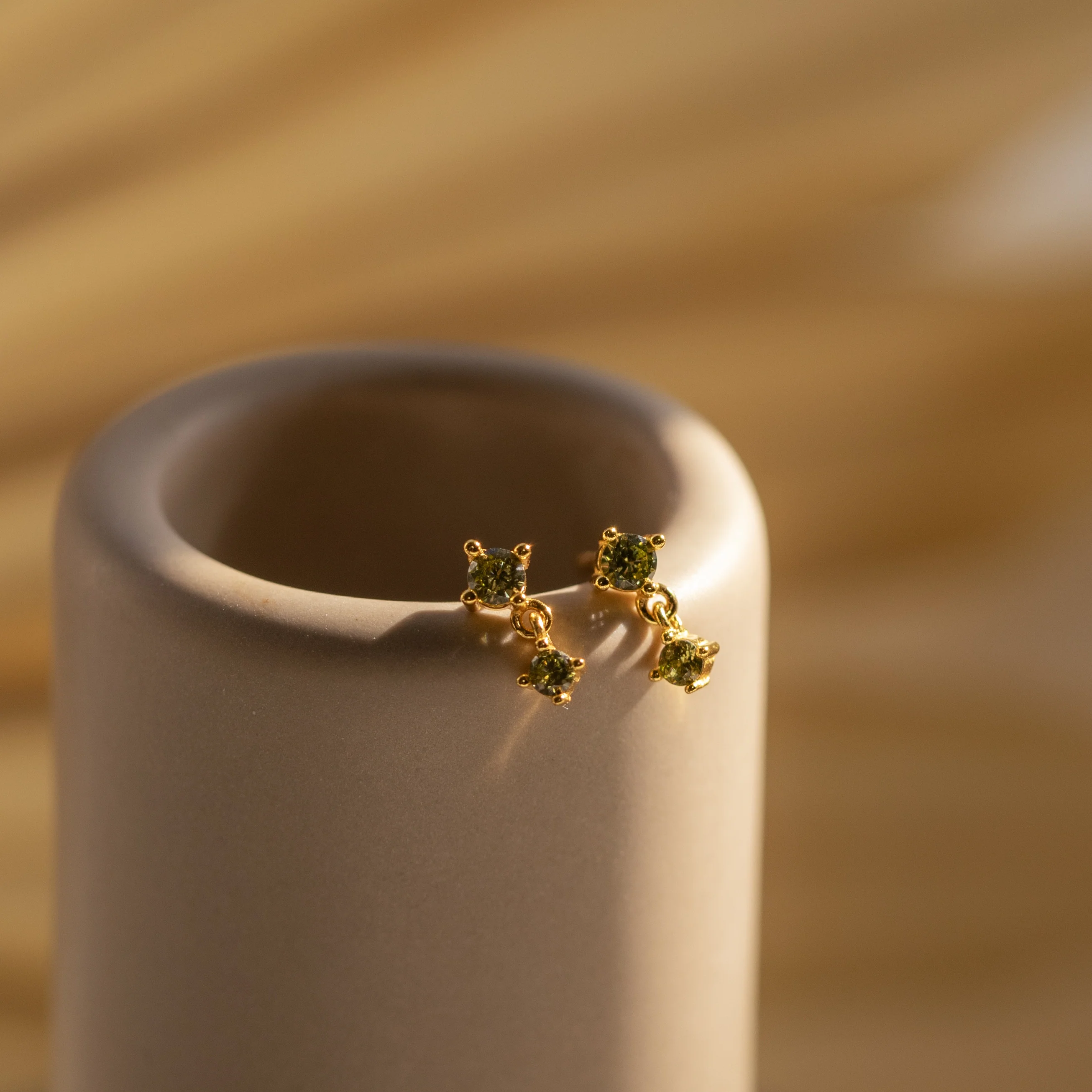 Peridot Drop Studs