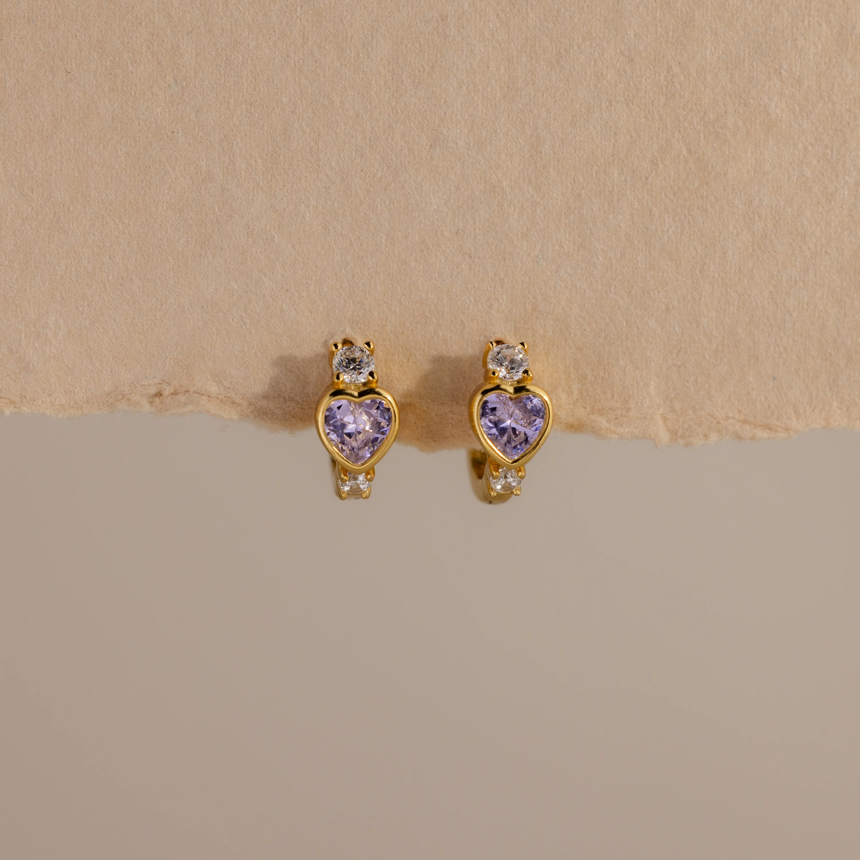 Alexandrite Heart Hoops