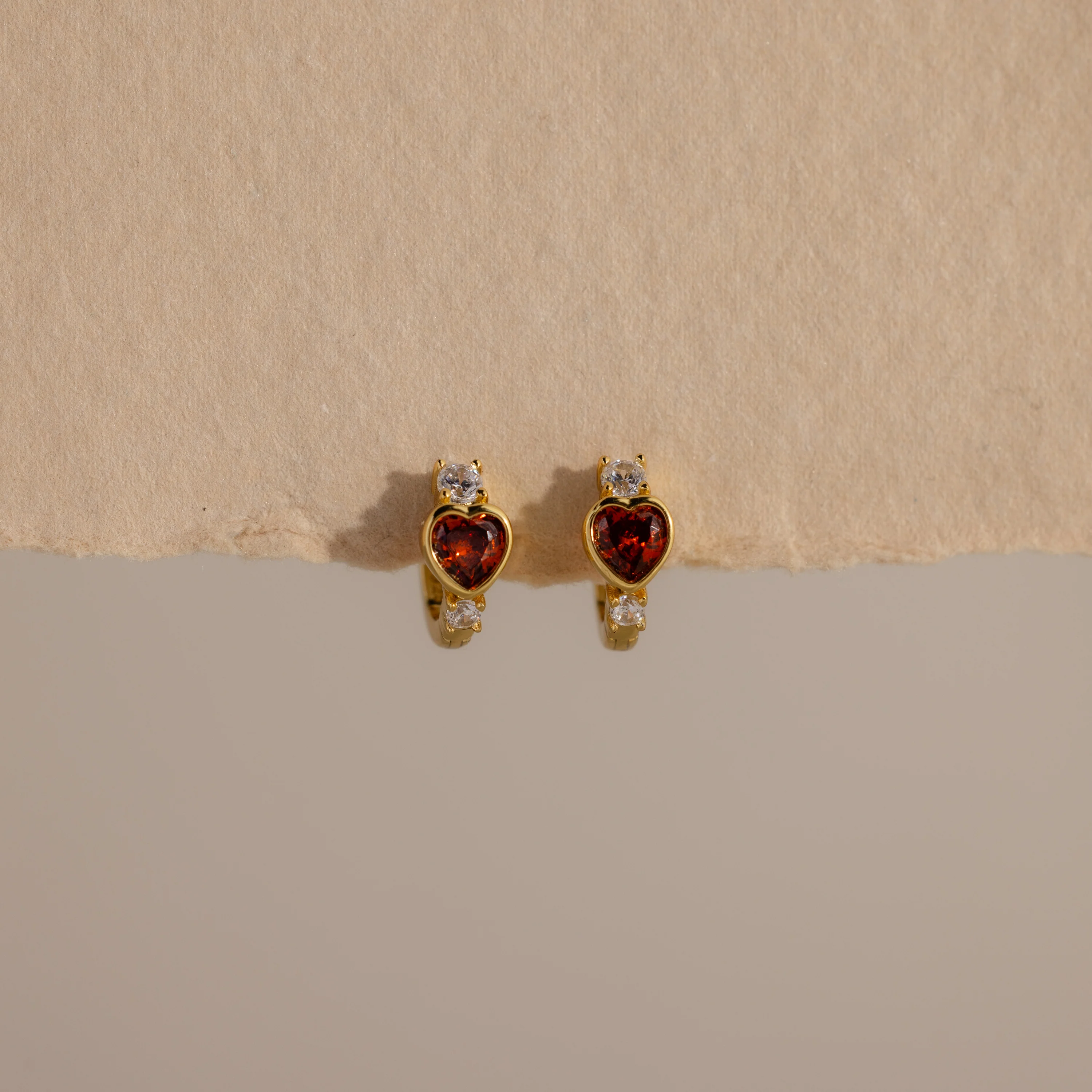 Garnet Heart Hoops