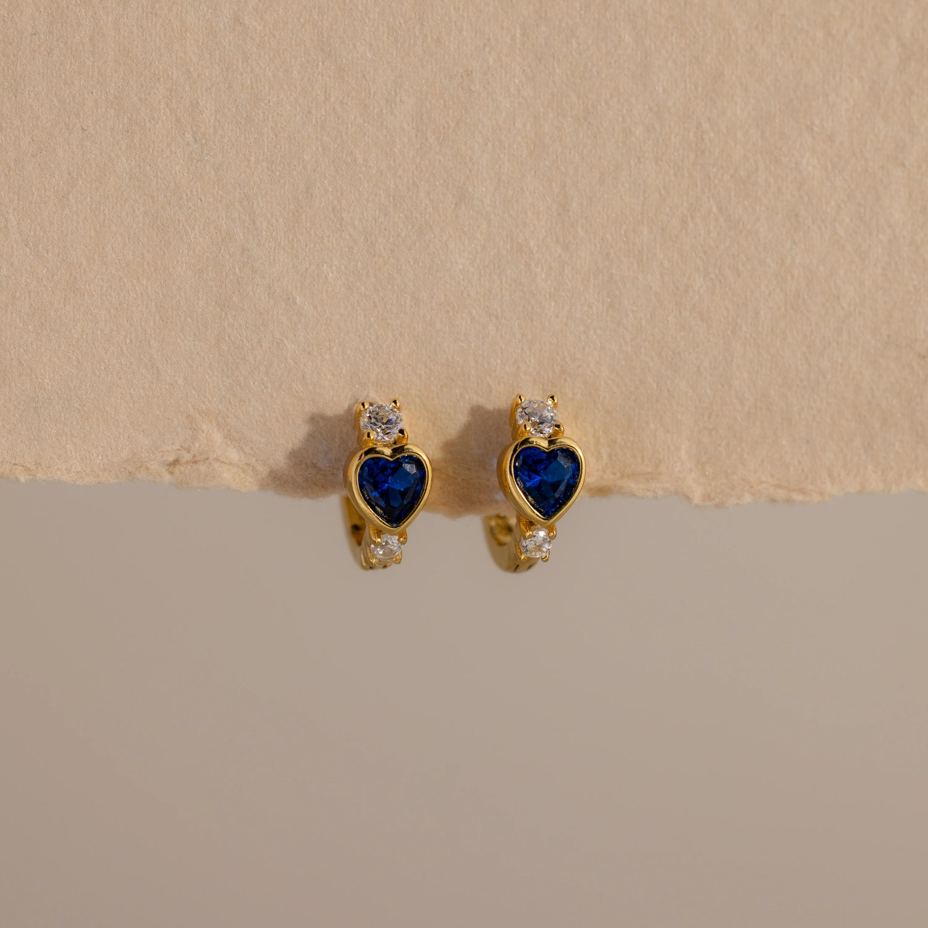 Sapphire Heart Hoops