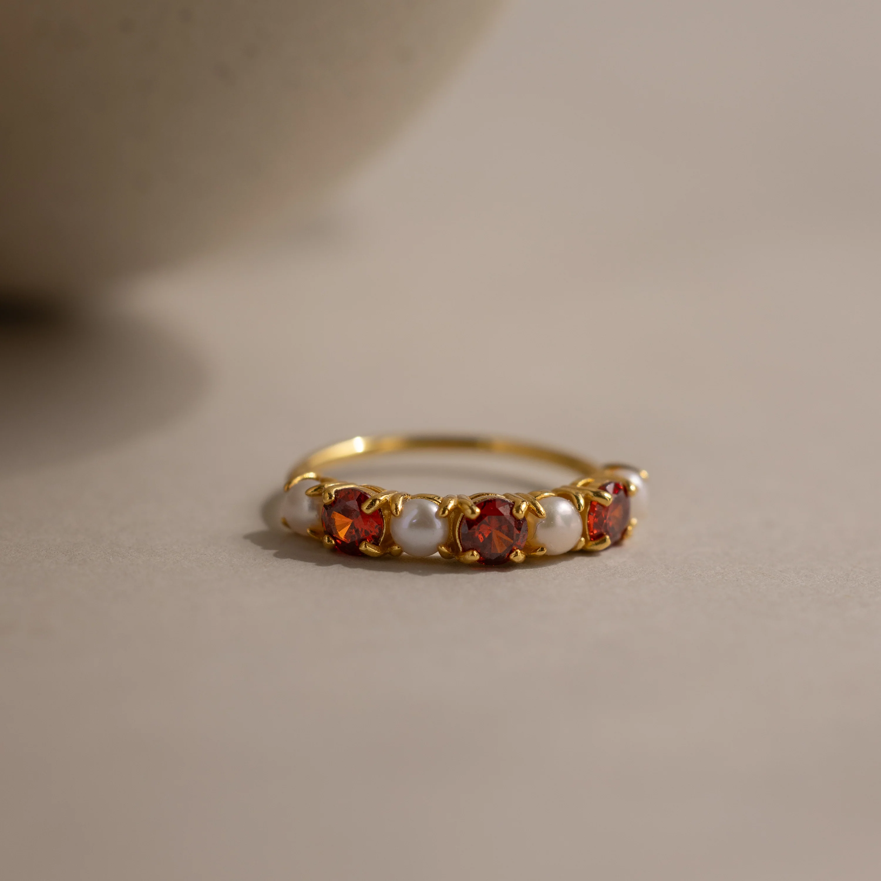Garnet & Pearl Lace Ring