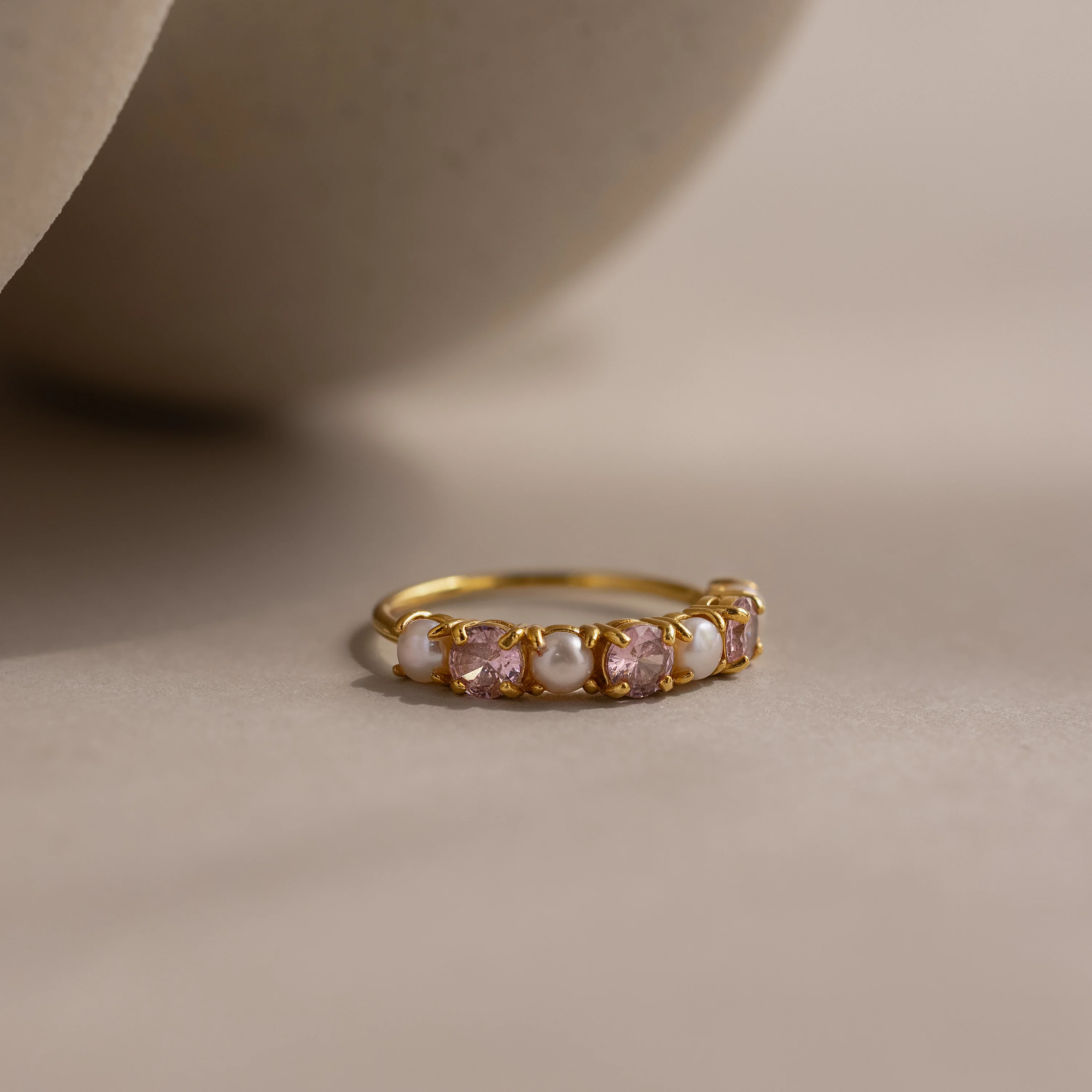 Pink Tourmaline & Pearl Lace Ring