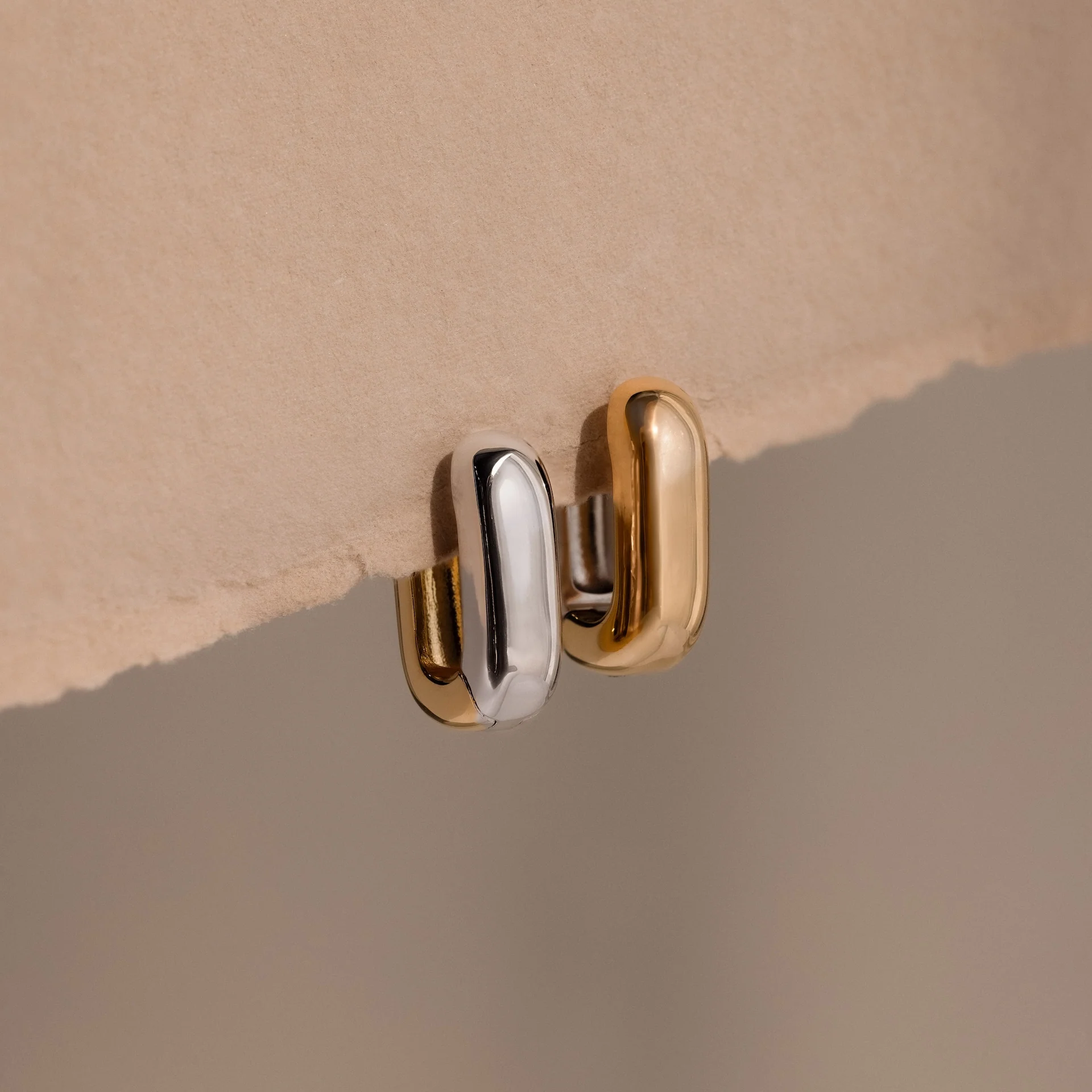 Bold Link Hoops in Mixed Metal