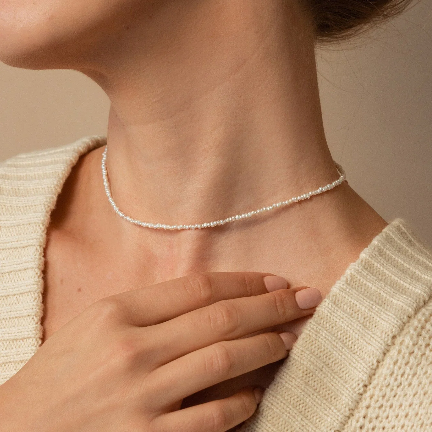Brinley Pearl Choker in Silver - Image 2