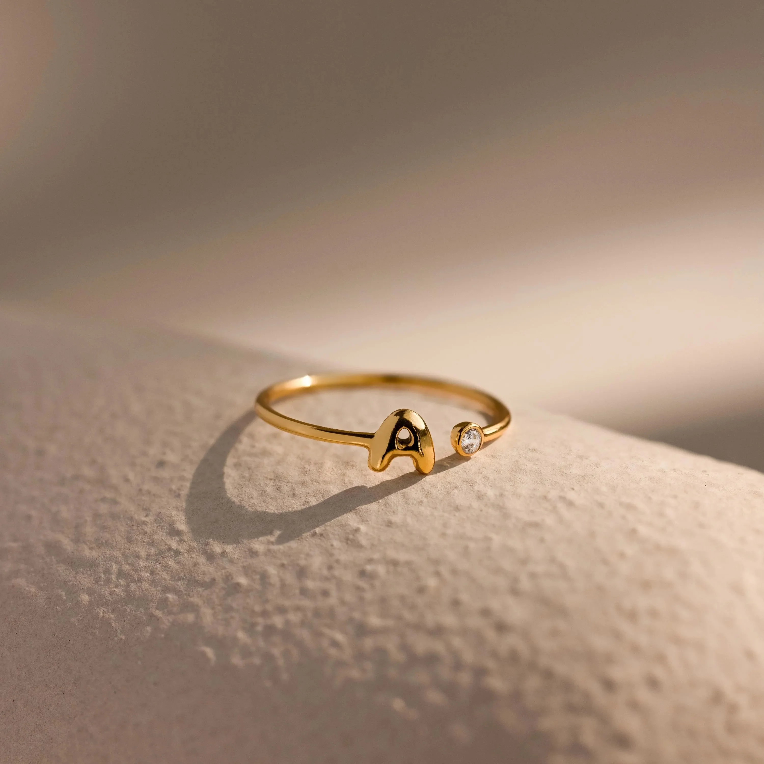 Bubble Initial Birthstone Ring