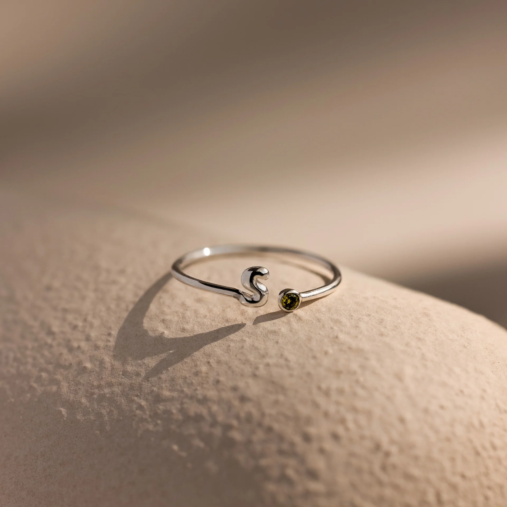 Bubble Initial Birthstone Ring - Image 2