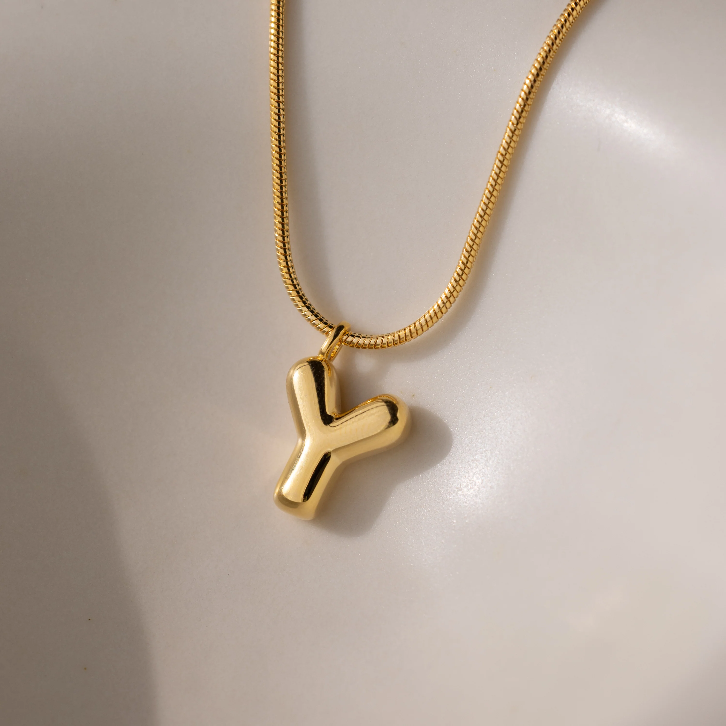 Bubble Letter Necklace in 18K Gold - Image 32
