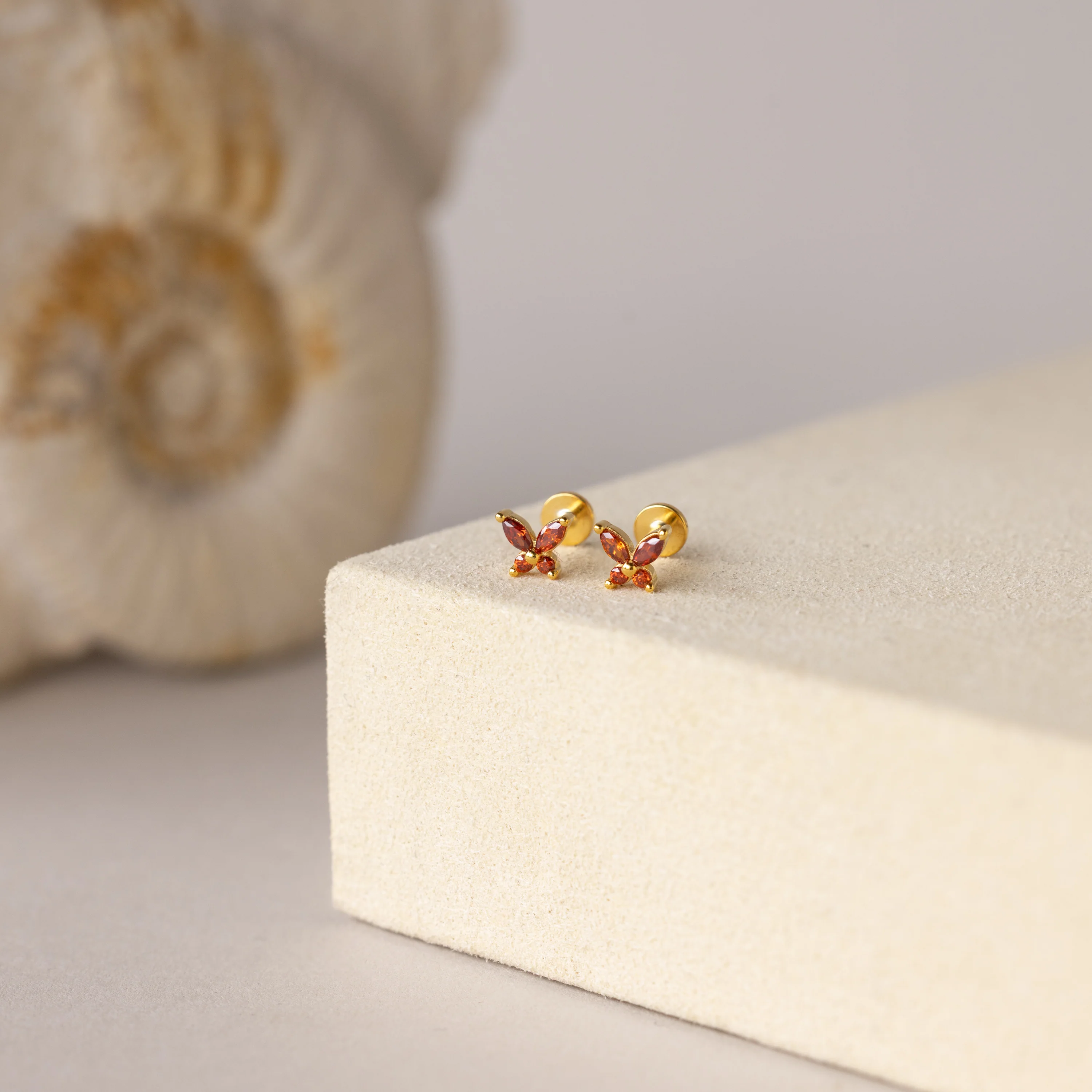 Butterfly Garnet Flatback Studs