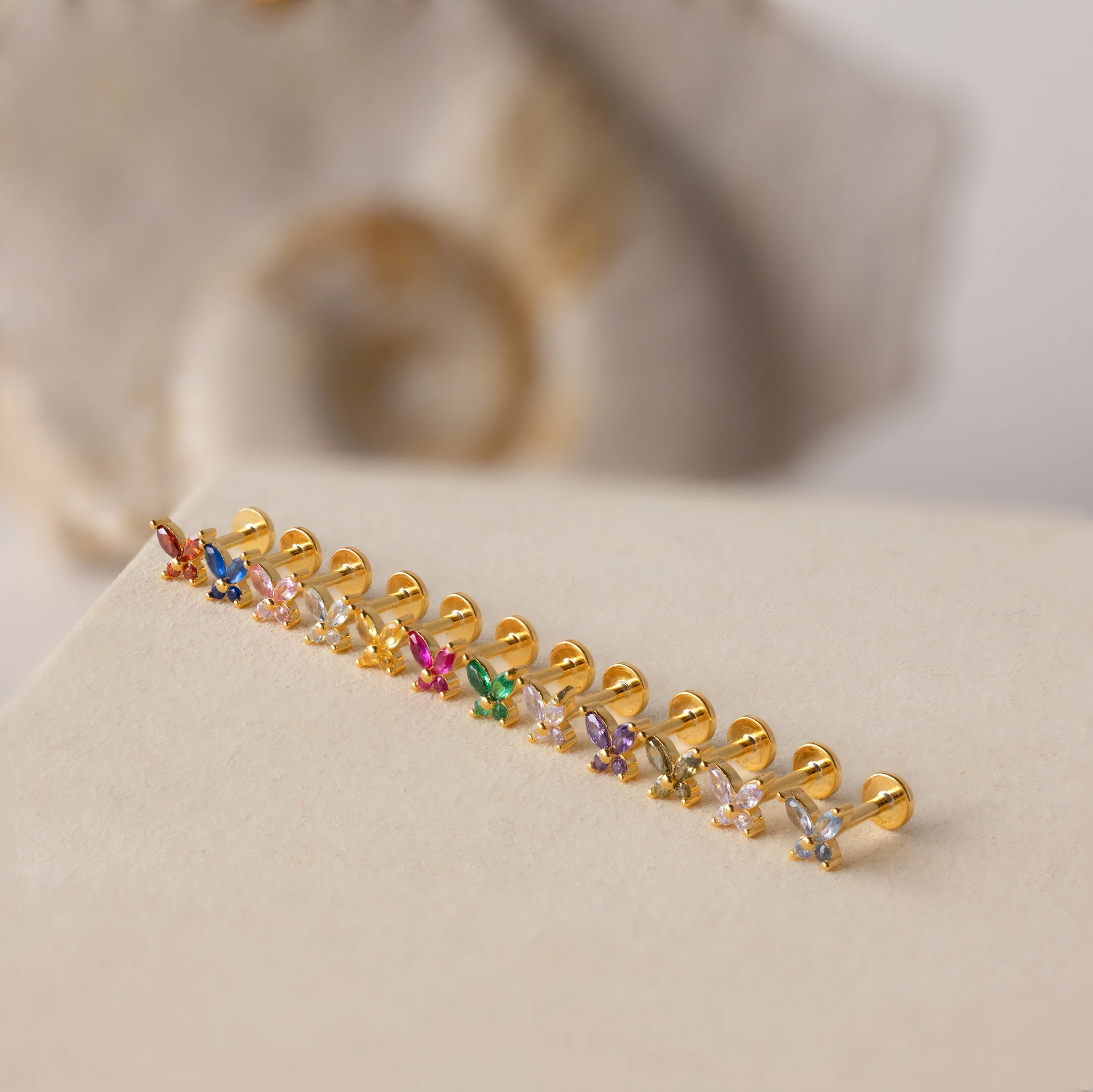 Butterfly Emerald Flatback Studs - Image 7