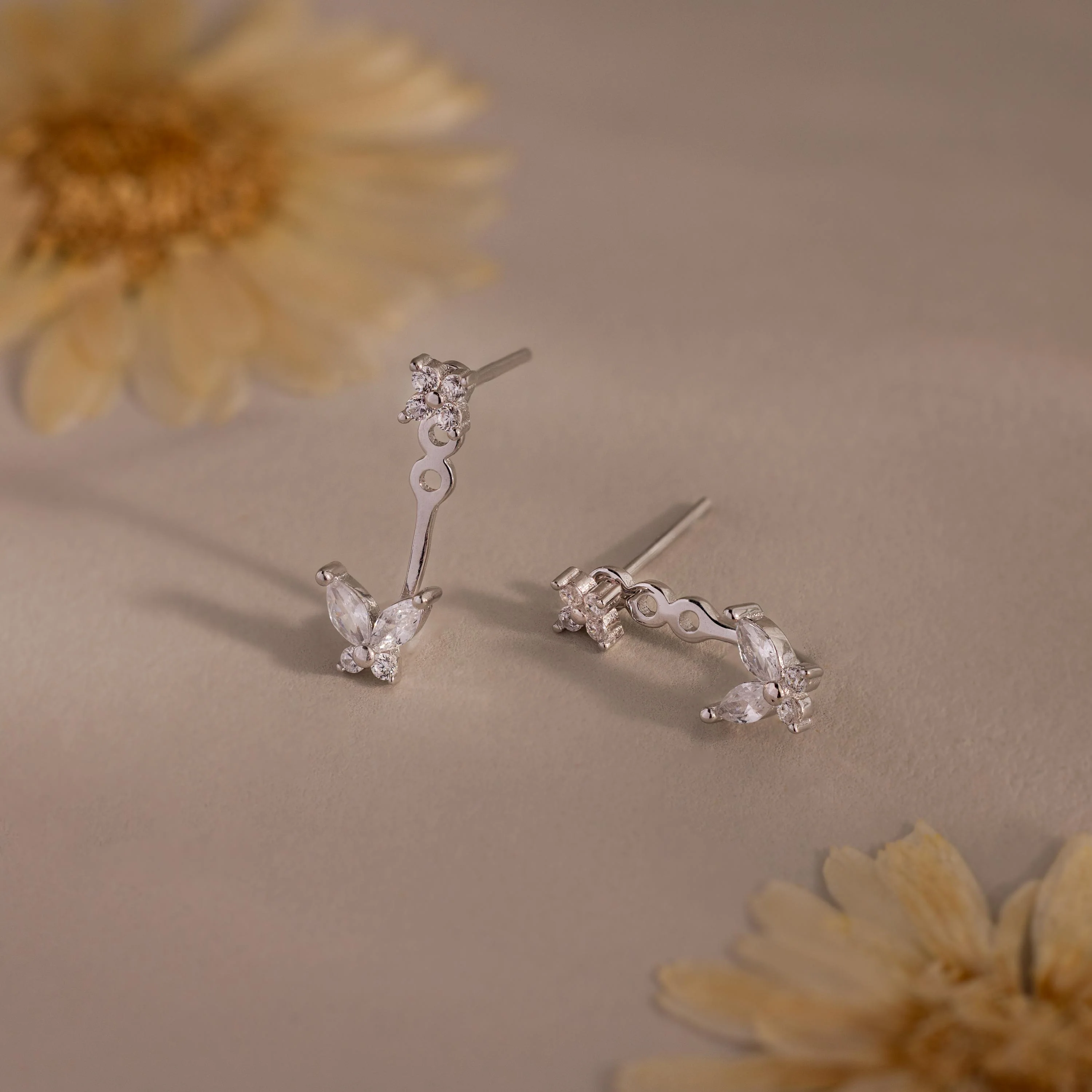 Butterfly Ear Jackets in Silver