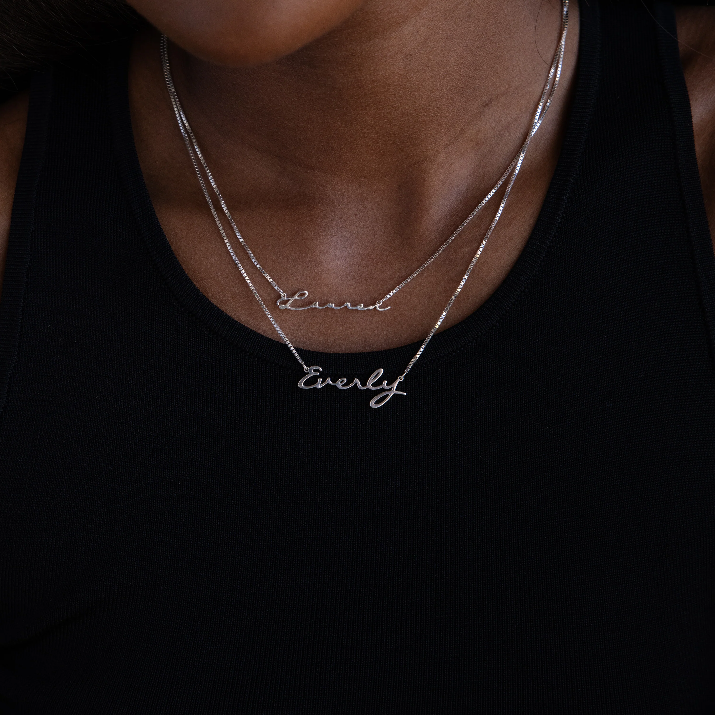 Callie Box Chain Name Necklace in Silver - Image 4