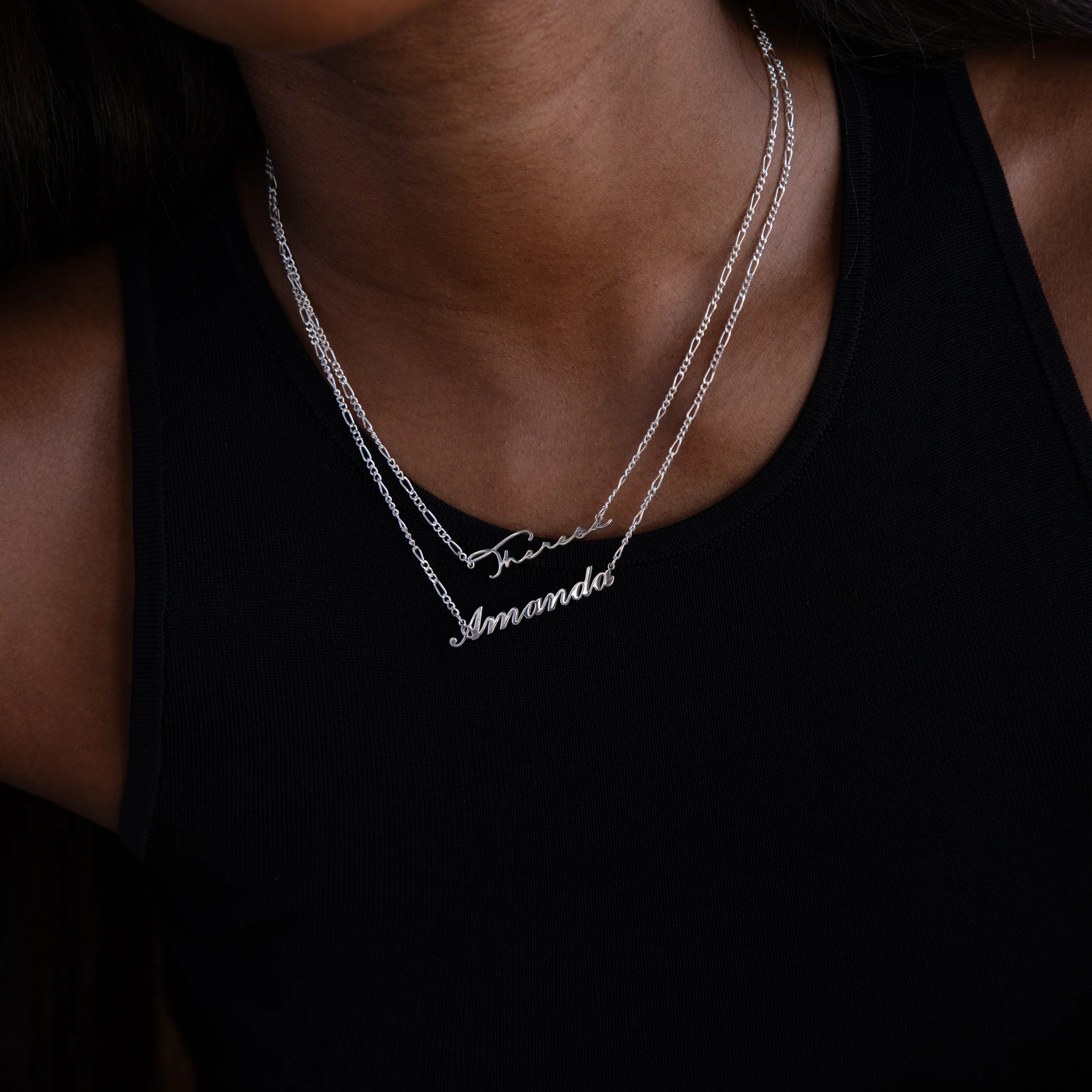 Carrie Figaro Chain Name Necklace in Silver - Image 2