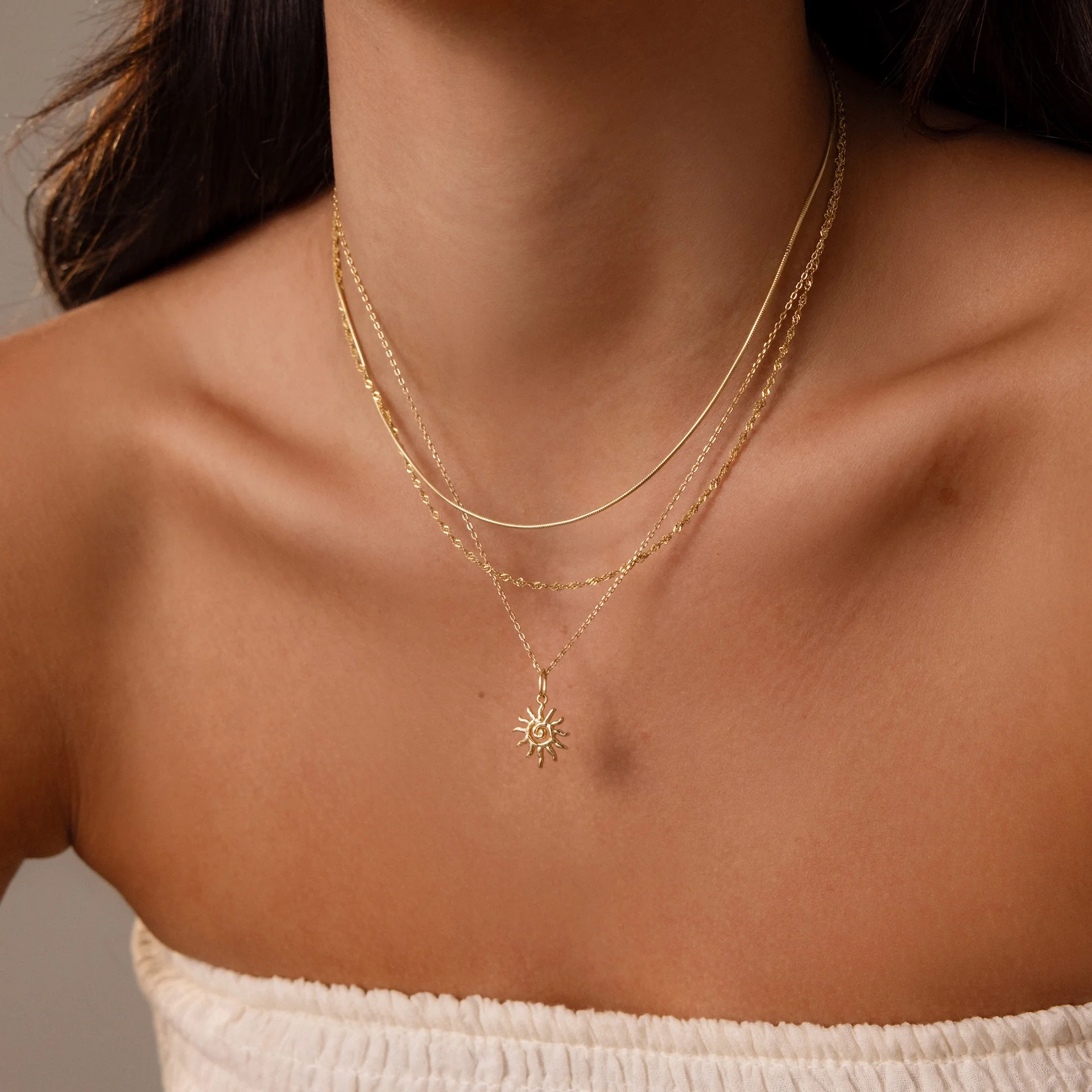 Celestial Sun Necklace in 18K Gold - Image 6