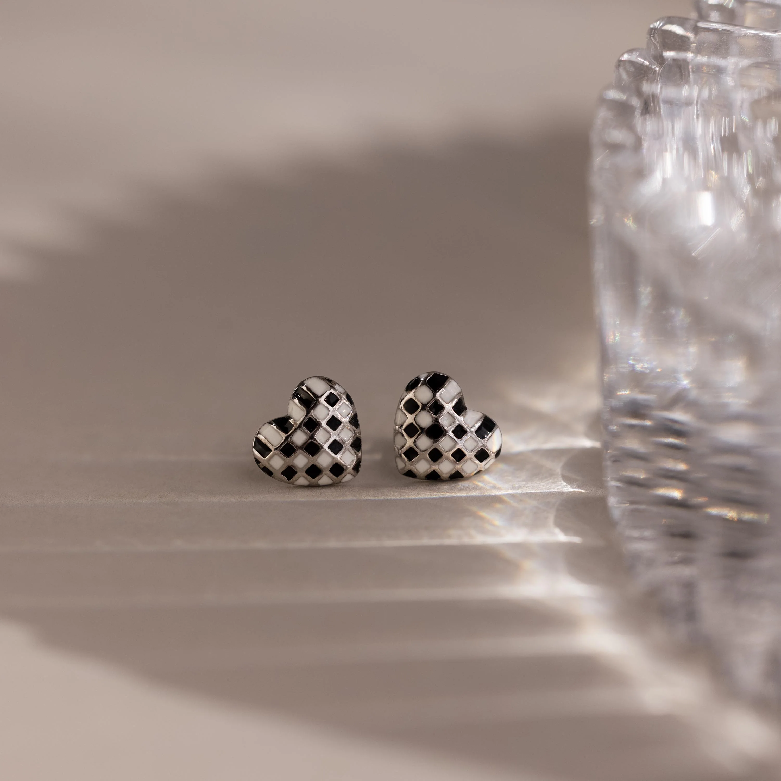 Checkered Heart Studs - Image 5