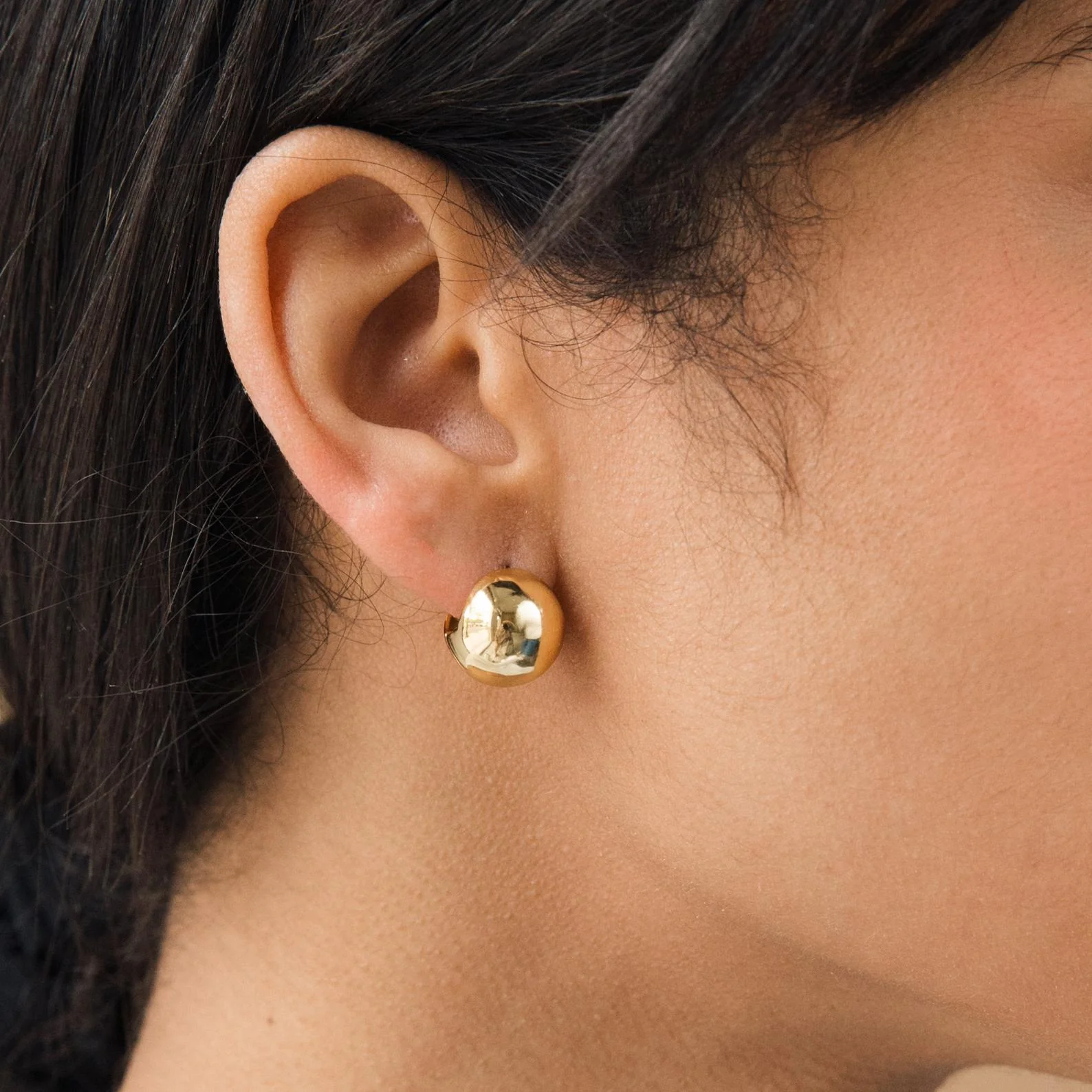 Chunky Ball Hoops in 18K Gold - Image 2