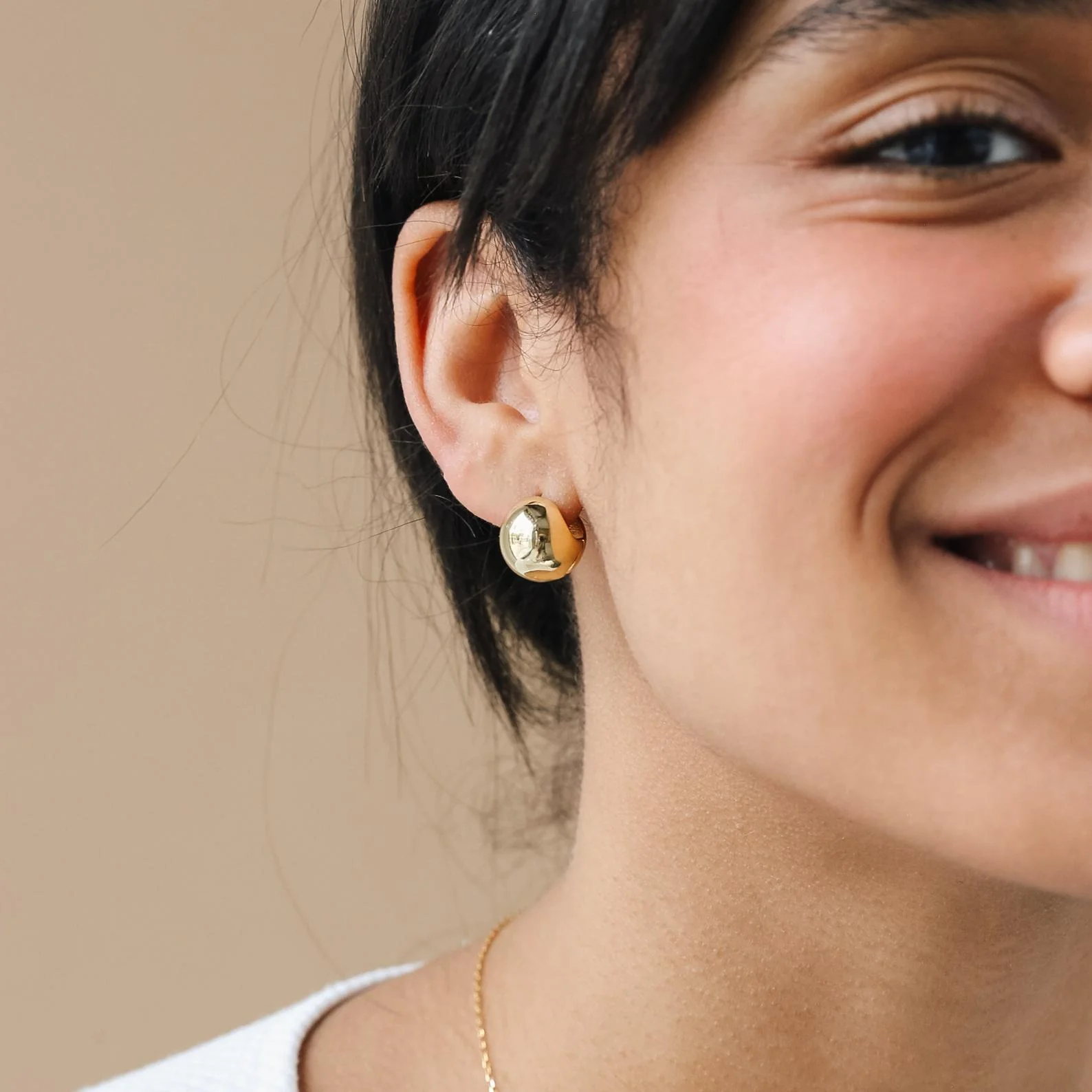 Chunky Ball Hoops in 18K Gold - Image 4