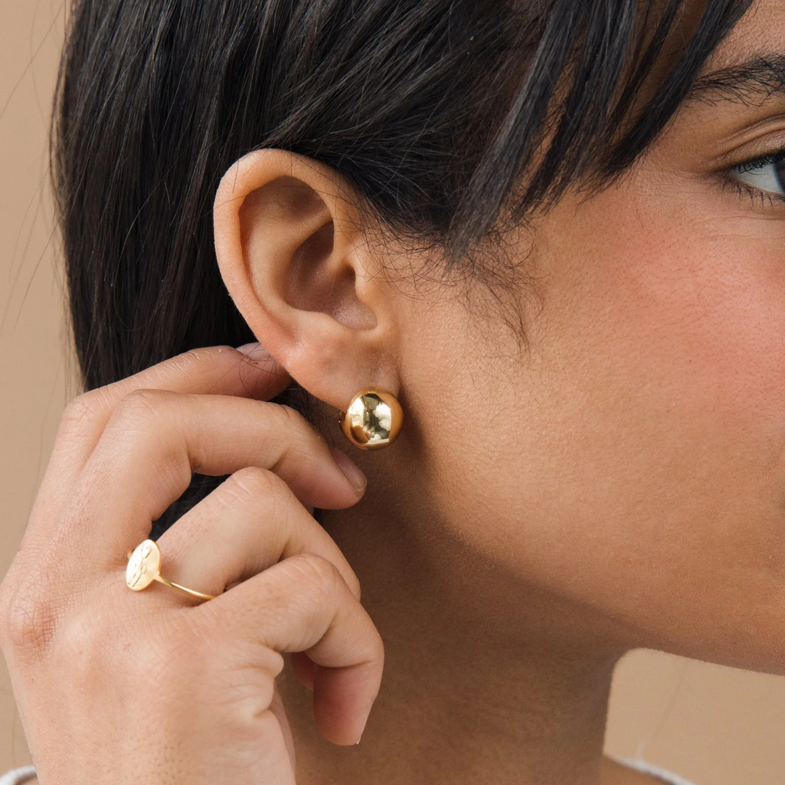 Chunky Ball Hoops in 18K Gold - Image 5