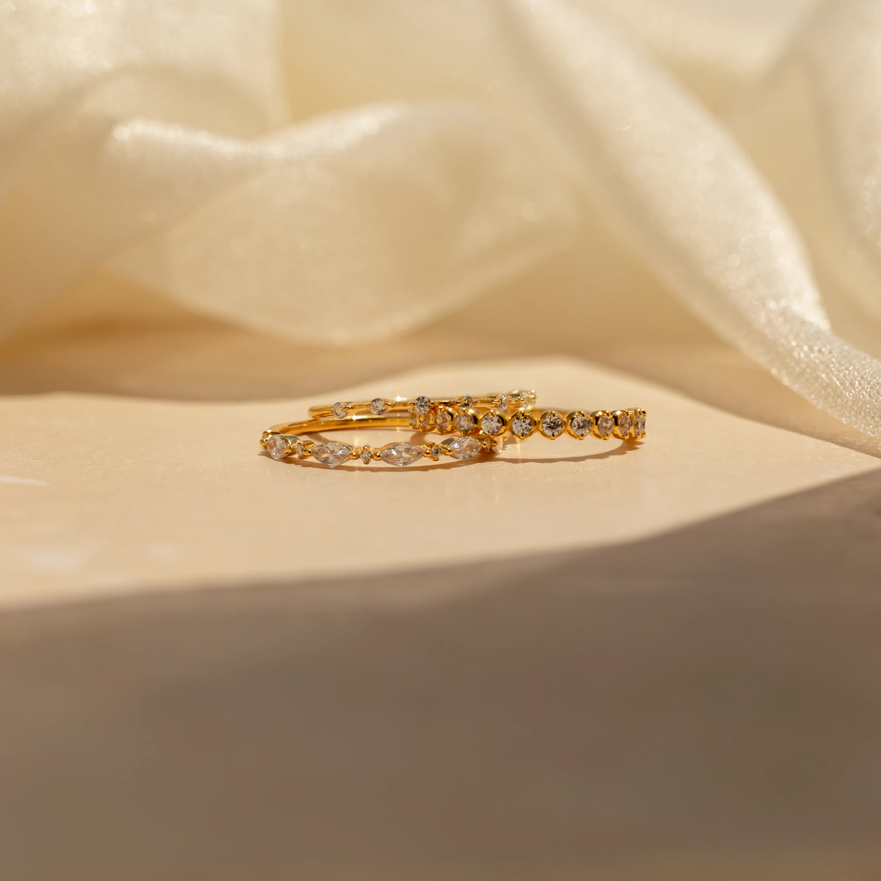 Crystal Stacking Ring Set in 18K Gold - Image 4
