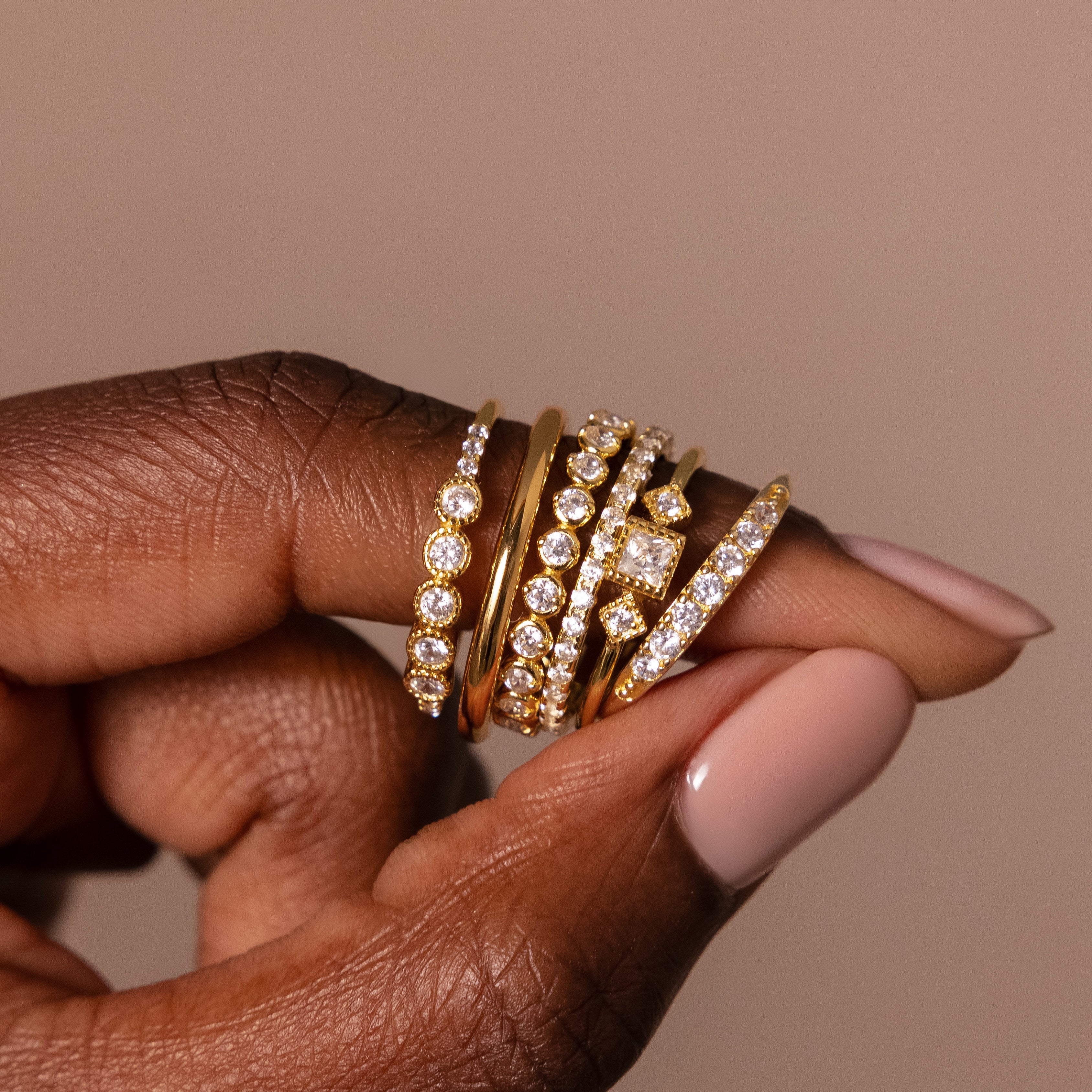 Crystal Stacking Ring Set in 18K Gold - Image 6
