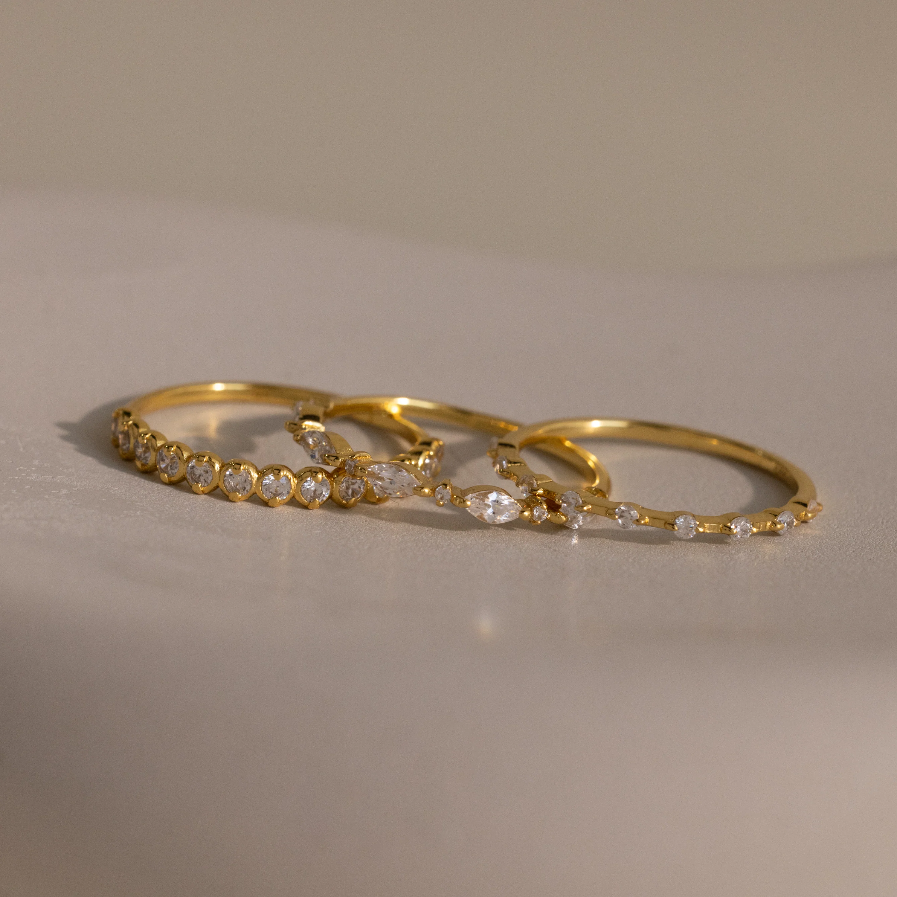 Crystal Stacking Ring Set in 18K Gold - Image 8