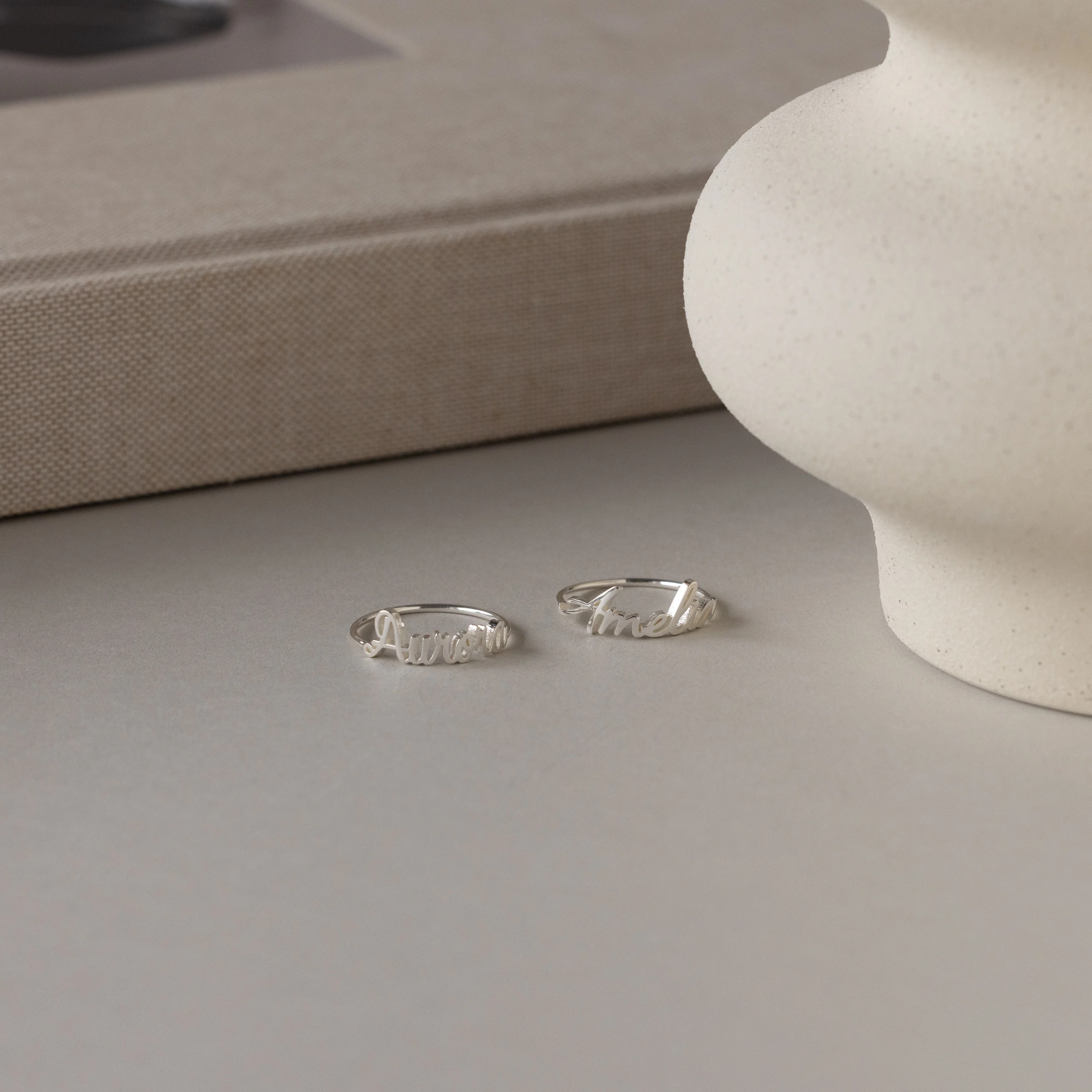 Grace Script Name Ring in Silver - Image 5