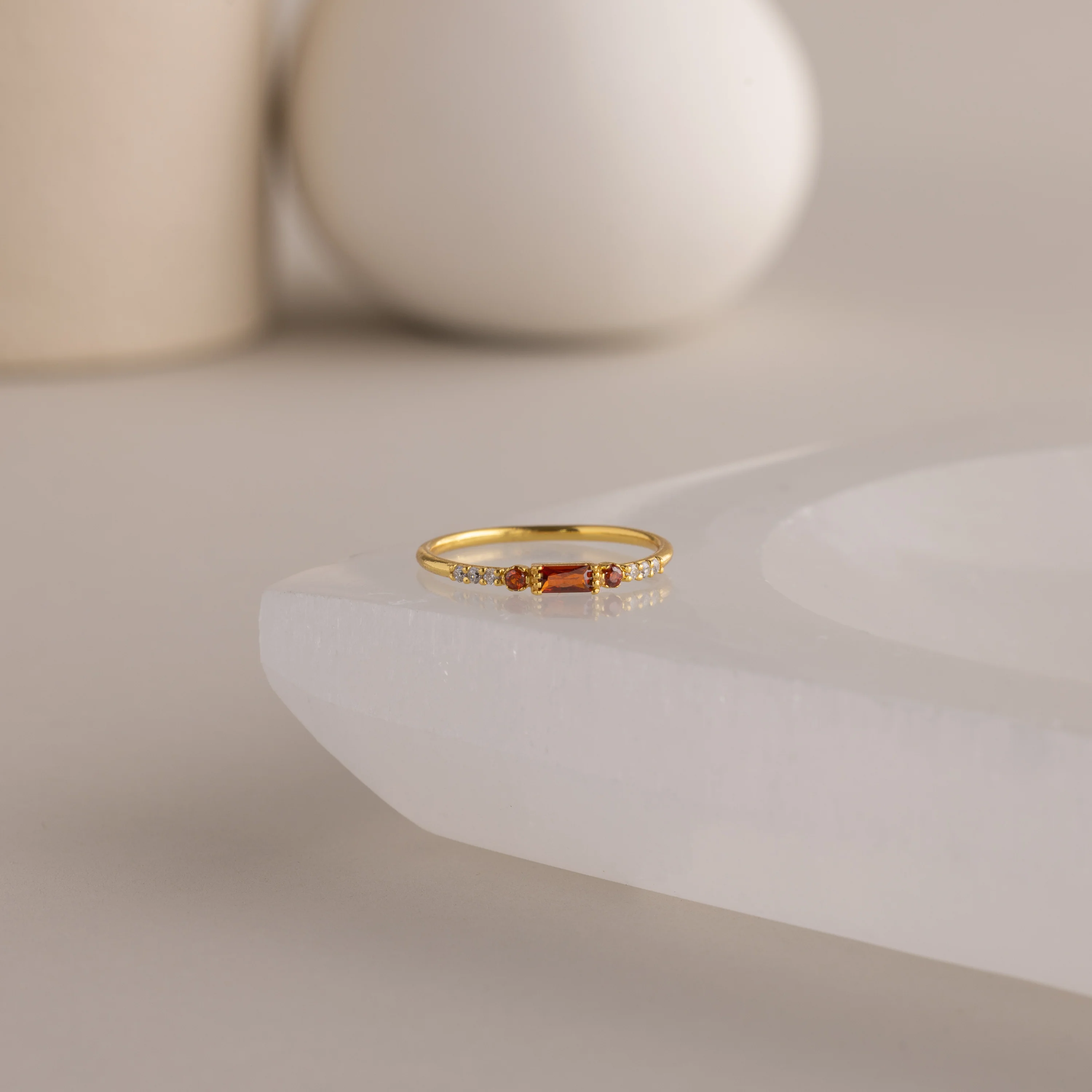 Dainty Baguette Birthstone Ring - Image 16