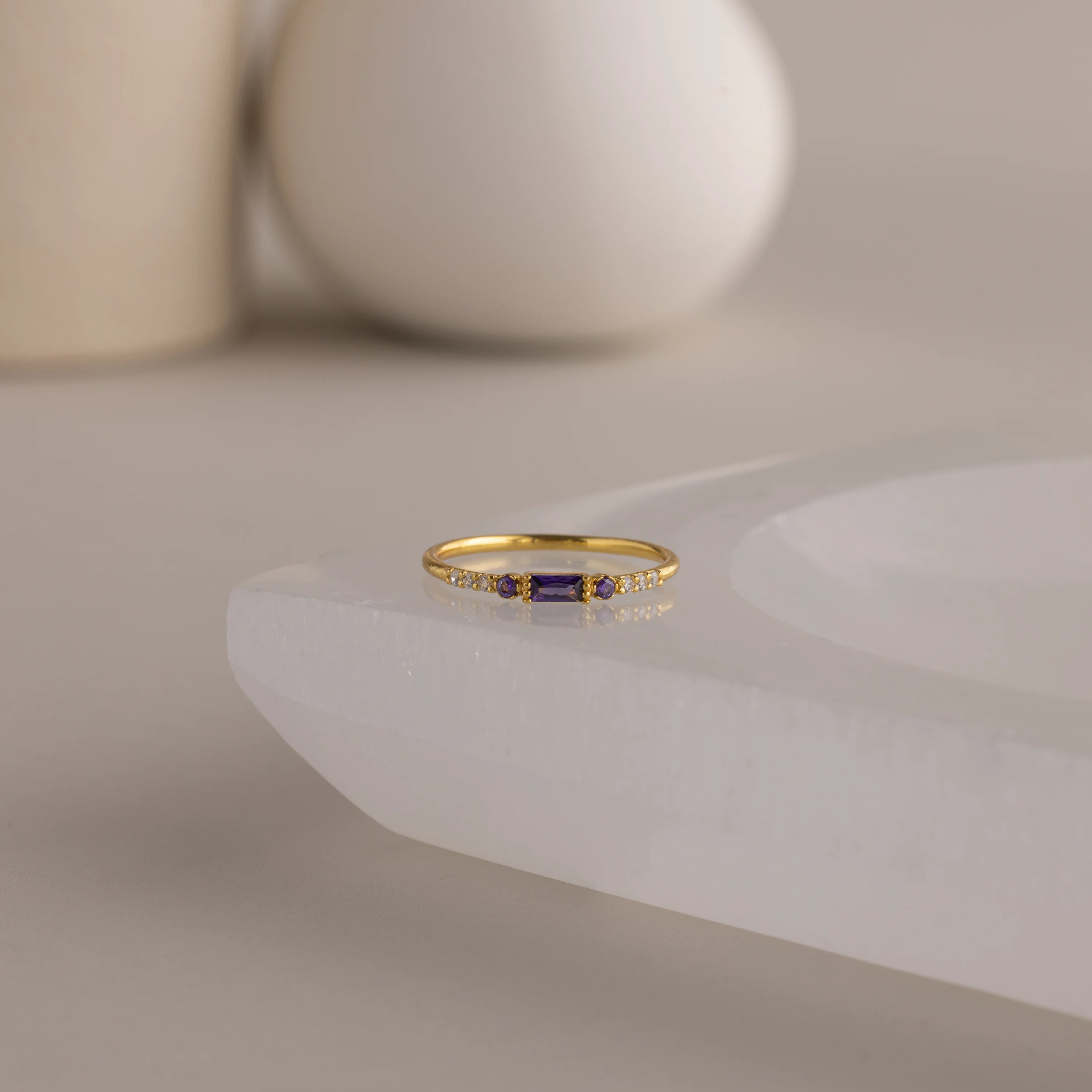 Dainty Baguette Birthstone Ring - Image 3