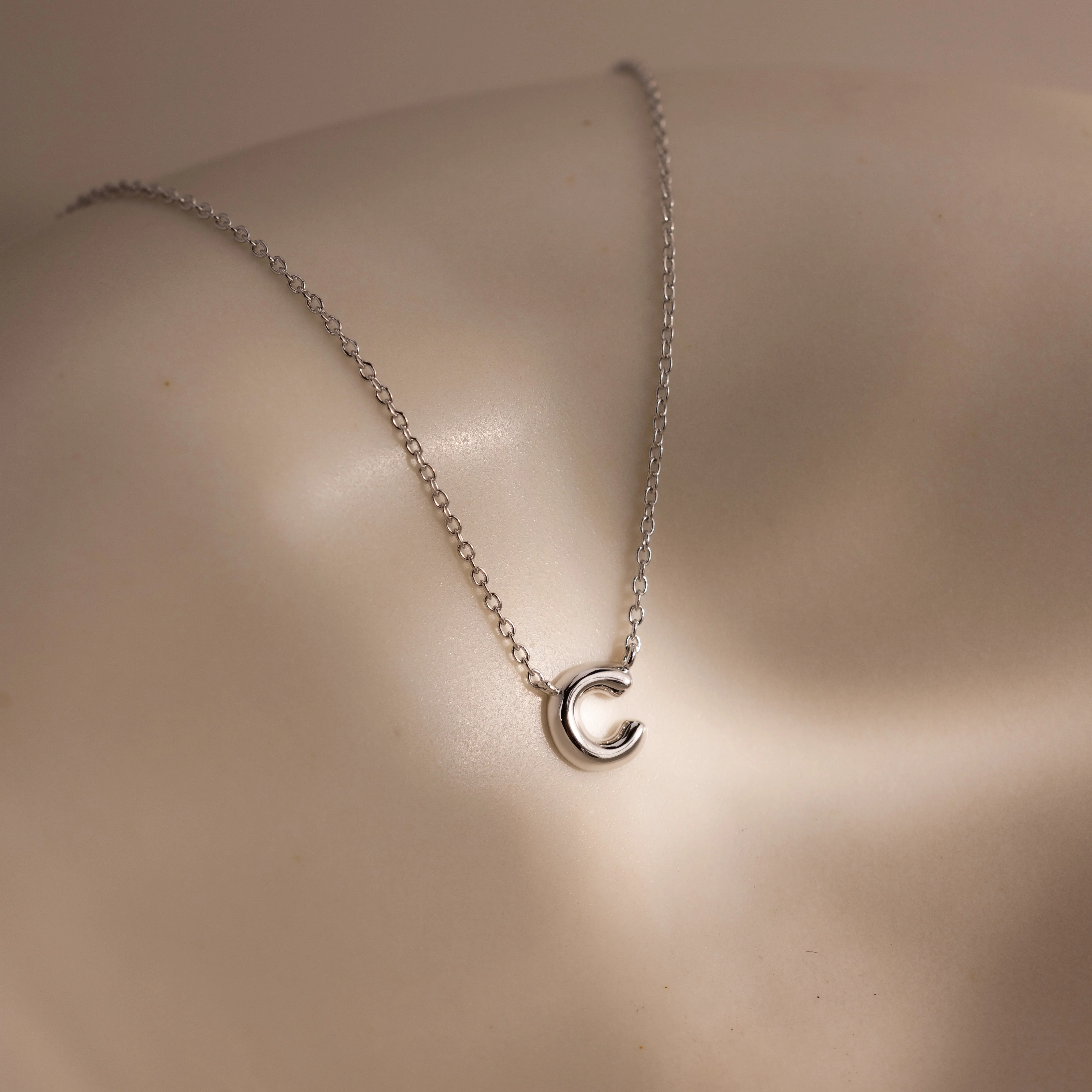 Dainty Bubble Letter Necklace in Silver - Image 11