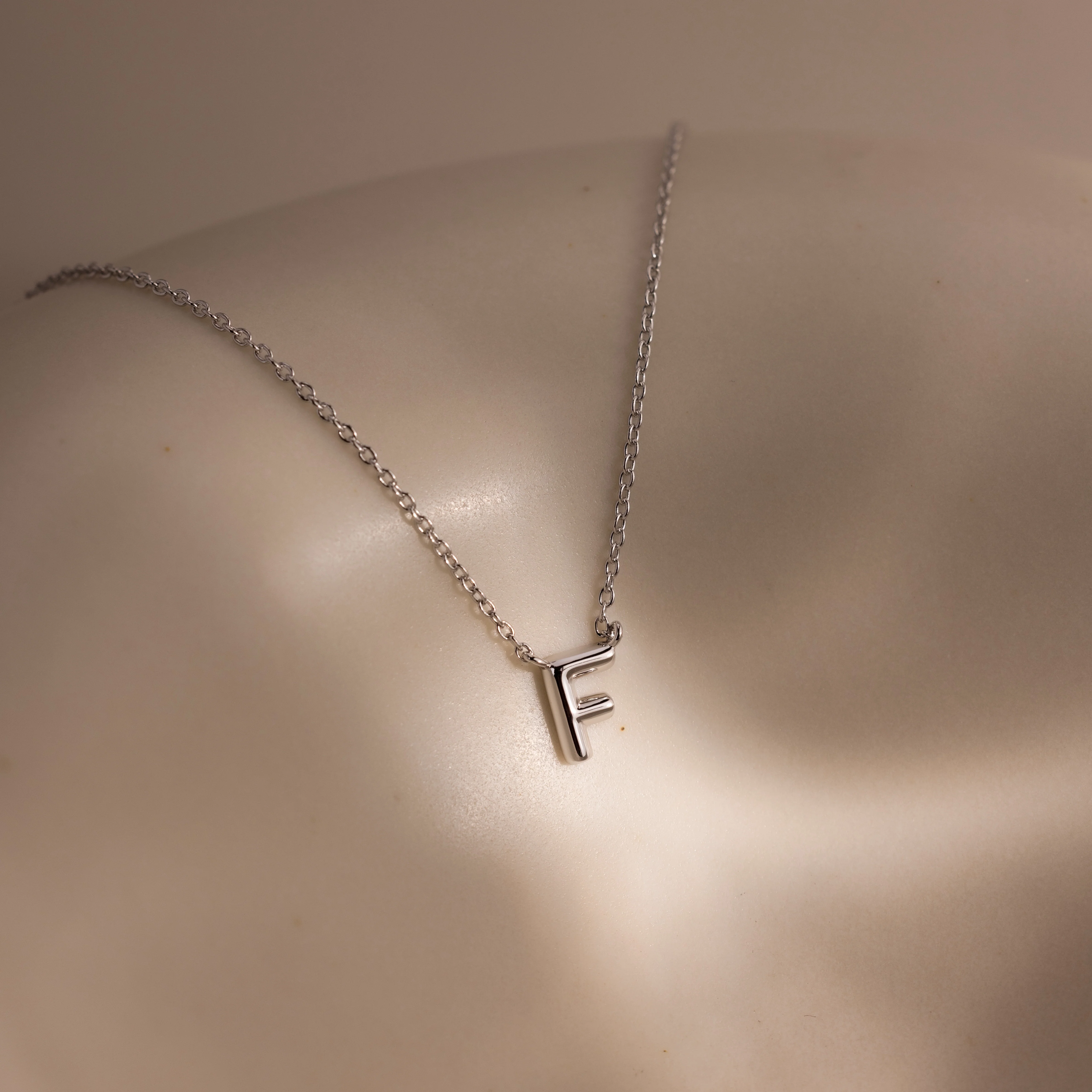 Dainty Bubble Letter Necklace in Silver - Image 12