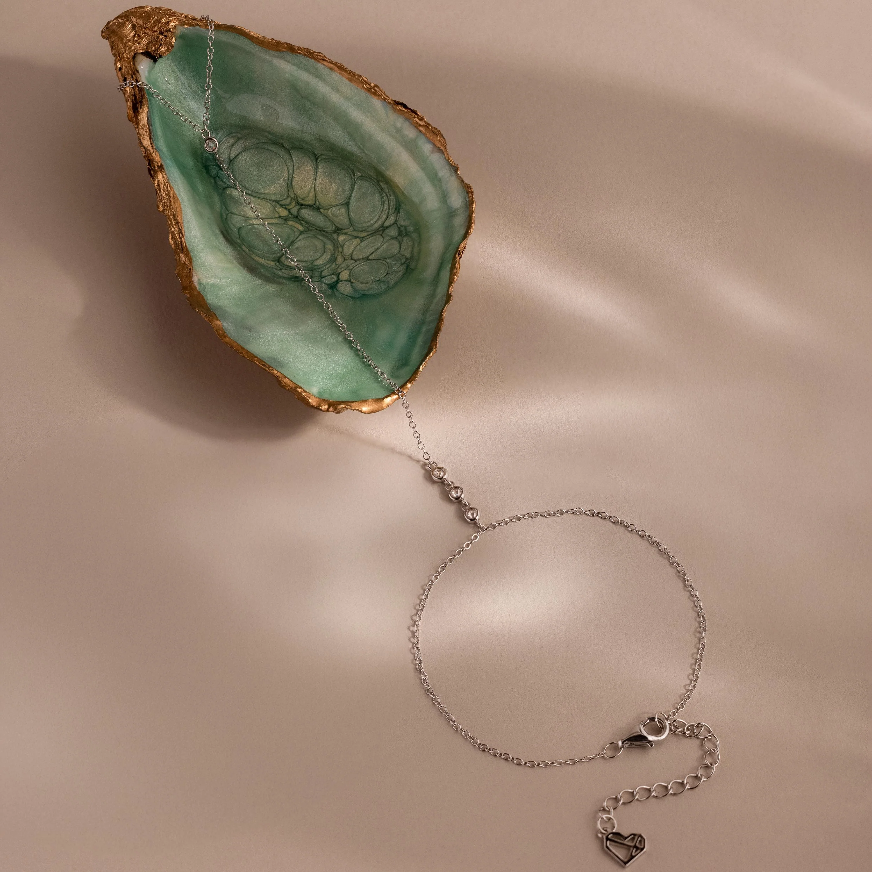 Dainty Diamond Hand Chain Bracelet - Image 4