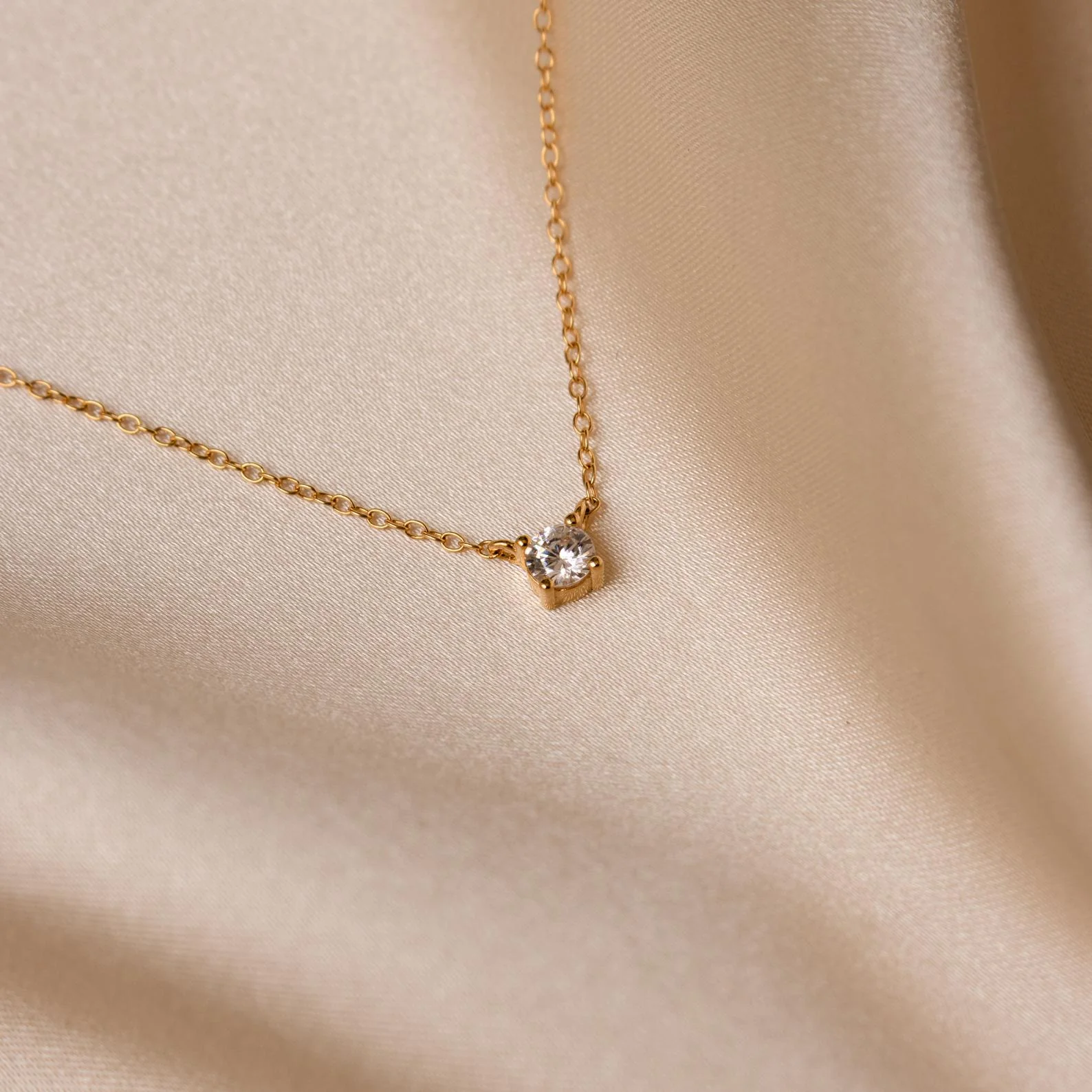 Dainty Diamond Necklace in 18K Gold - Image 2