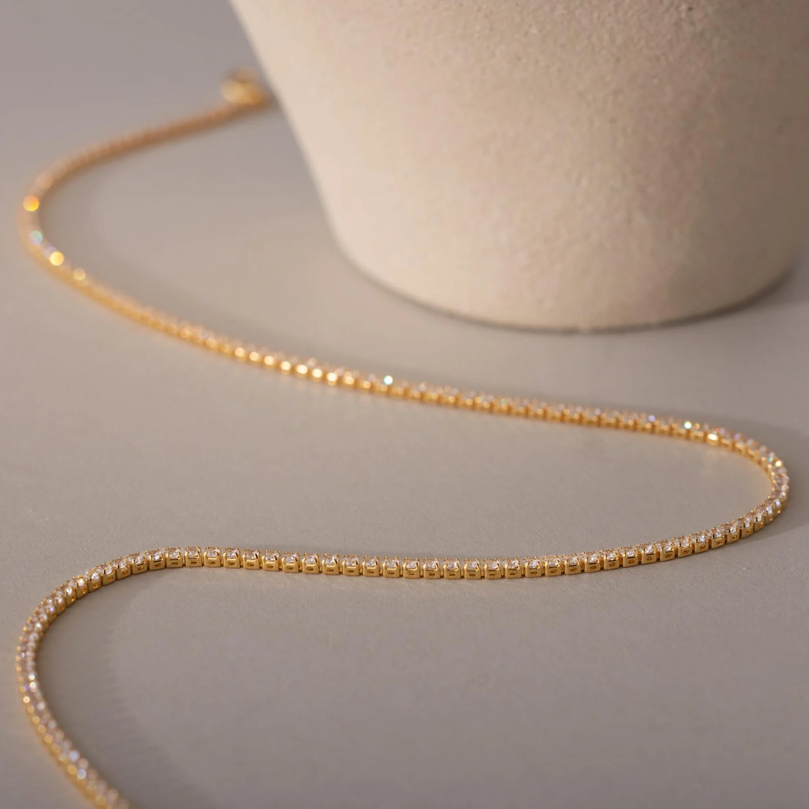 Dainty Diamond Tennis Necklace & Bracelet Set in 18K Gold - Image 7