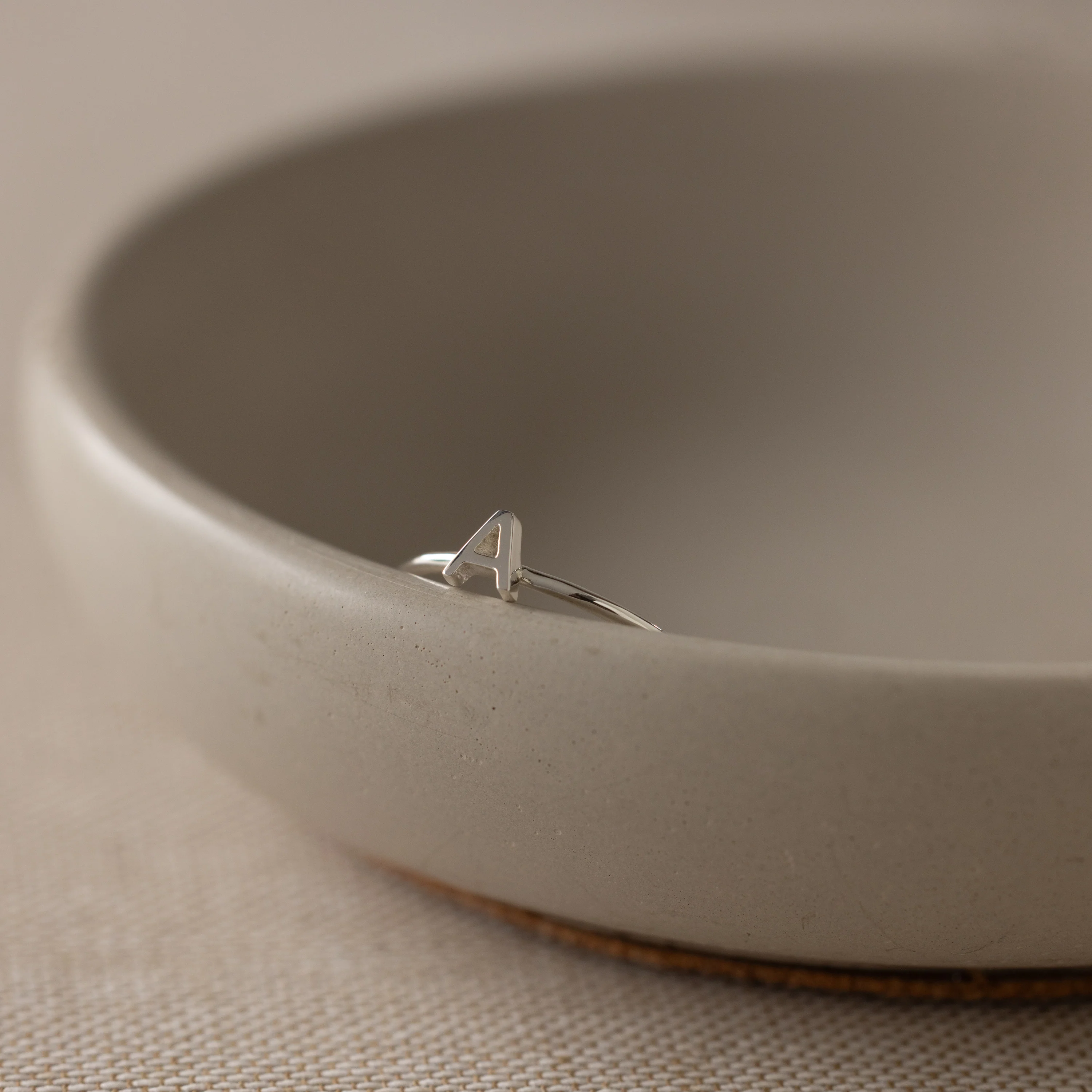 Alex Dainty Letter Ring in Silver - Image 4