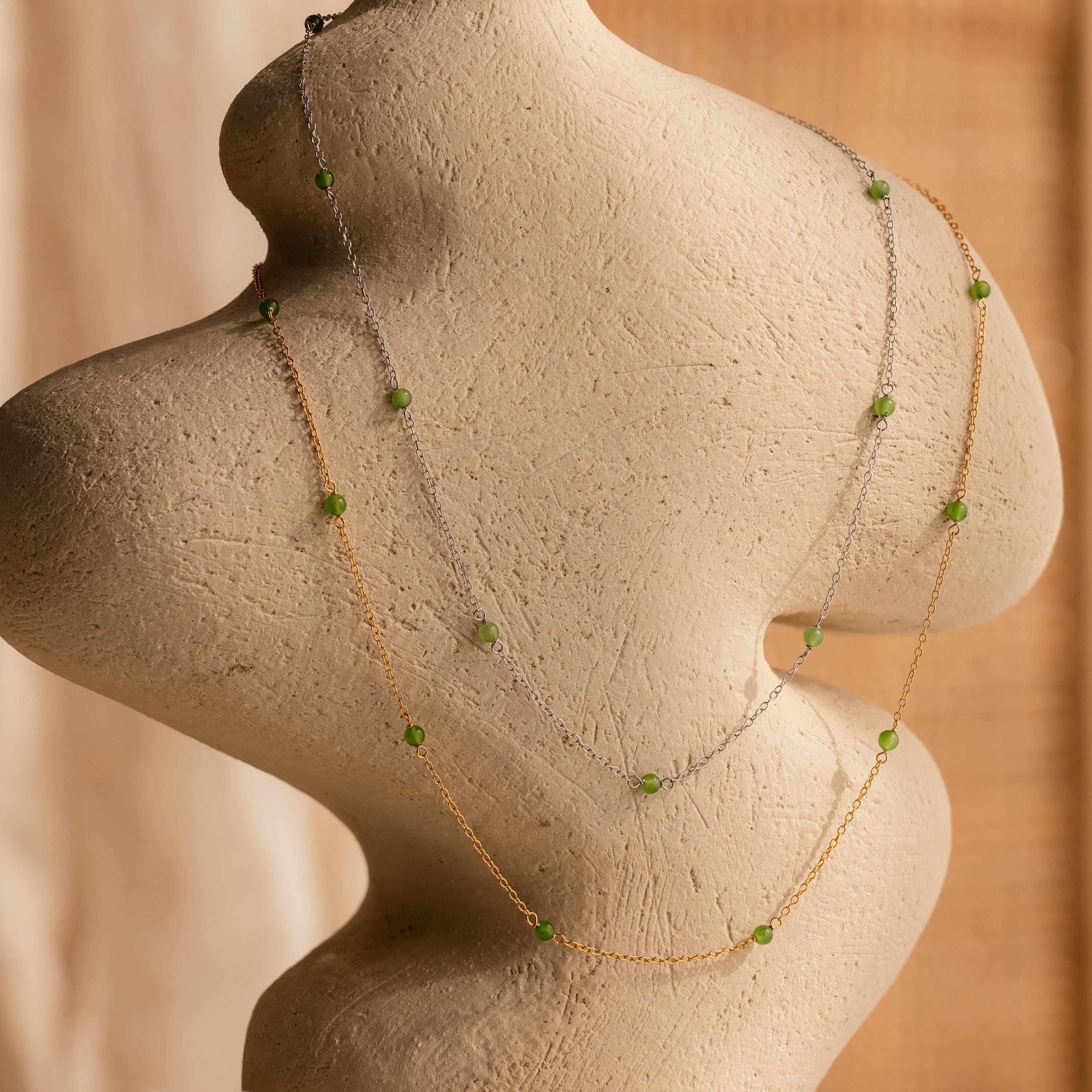 Dainty Jade Station Necklace - Image 4
