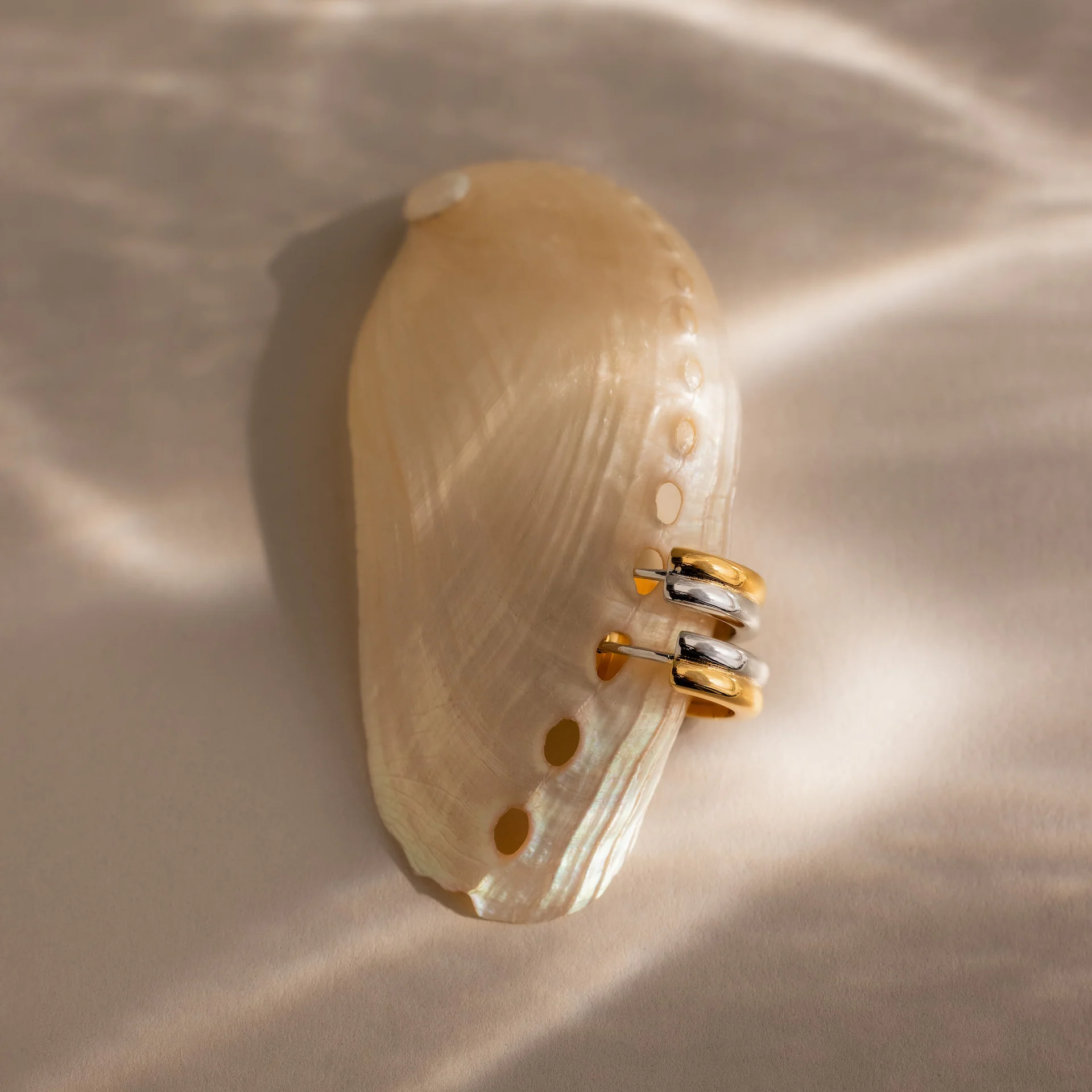 Dainty Mixed Metal Huggies - Image 7