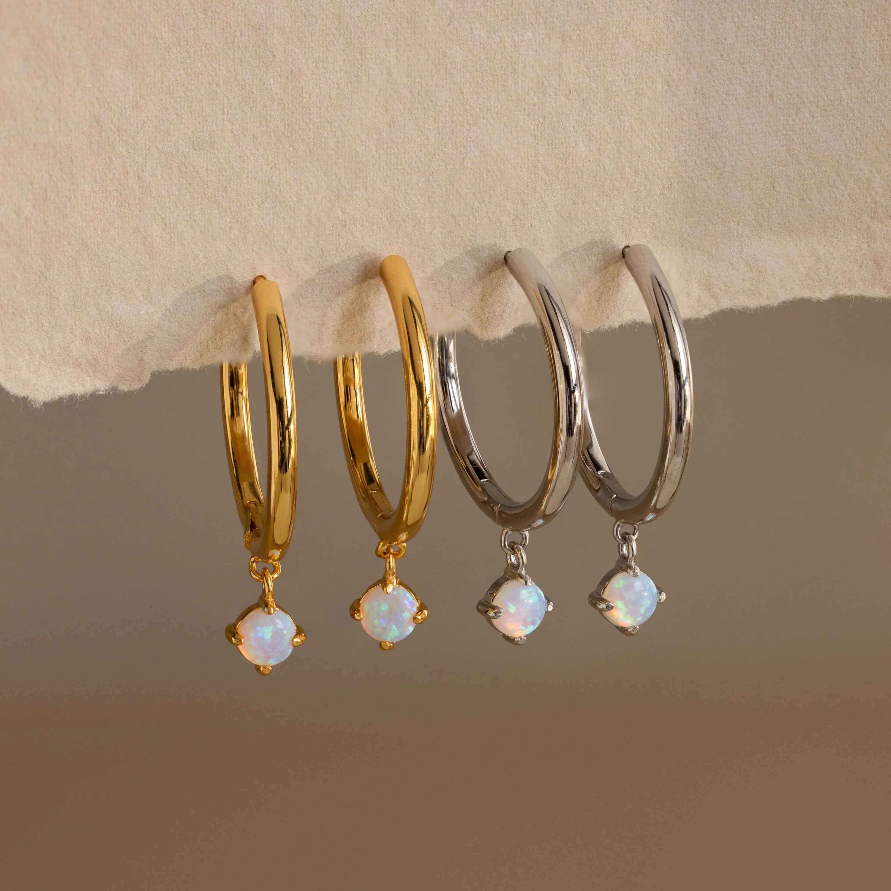 Dainty Opal Drop Huggies - Image 3