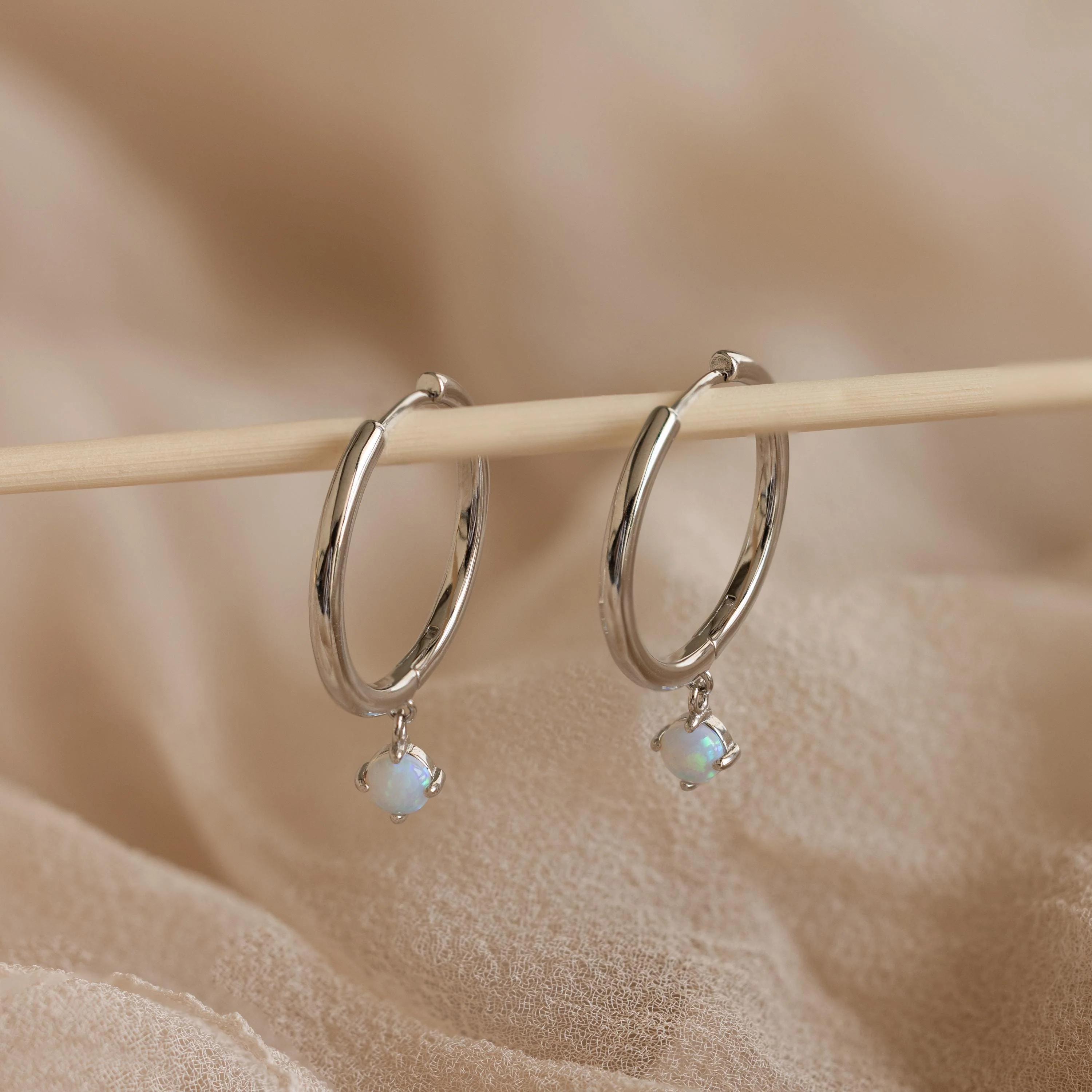 Dainty Opal Drop Huggies - Image 7