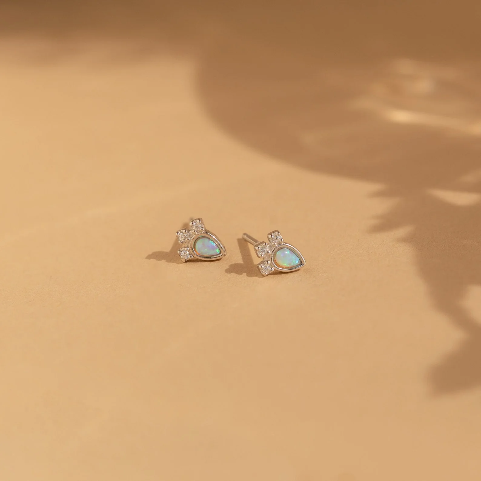 Dainty Opal Teardrop Studs - Image 5