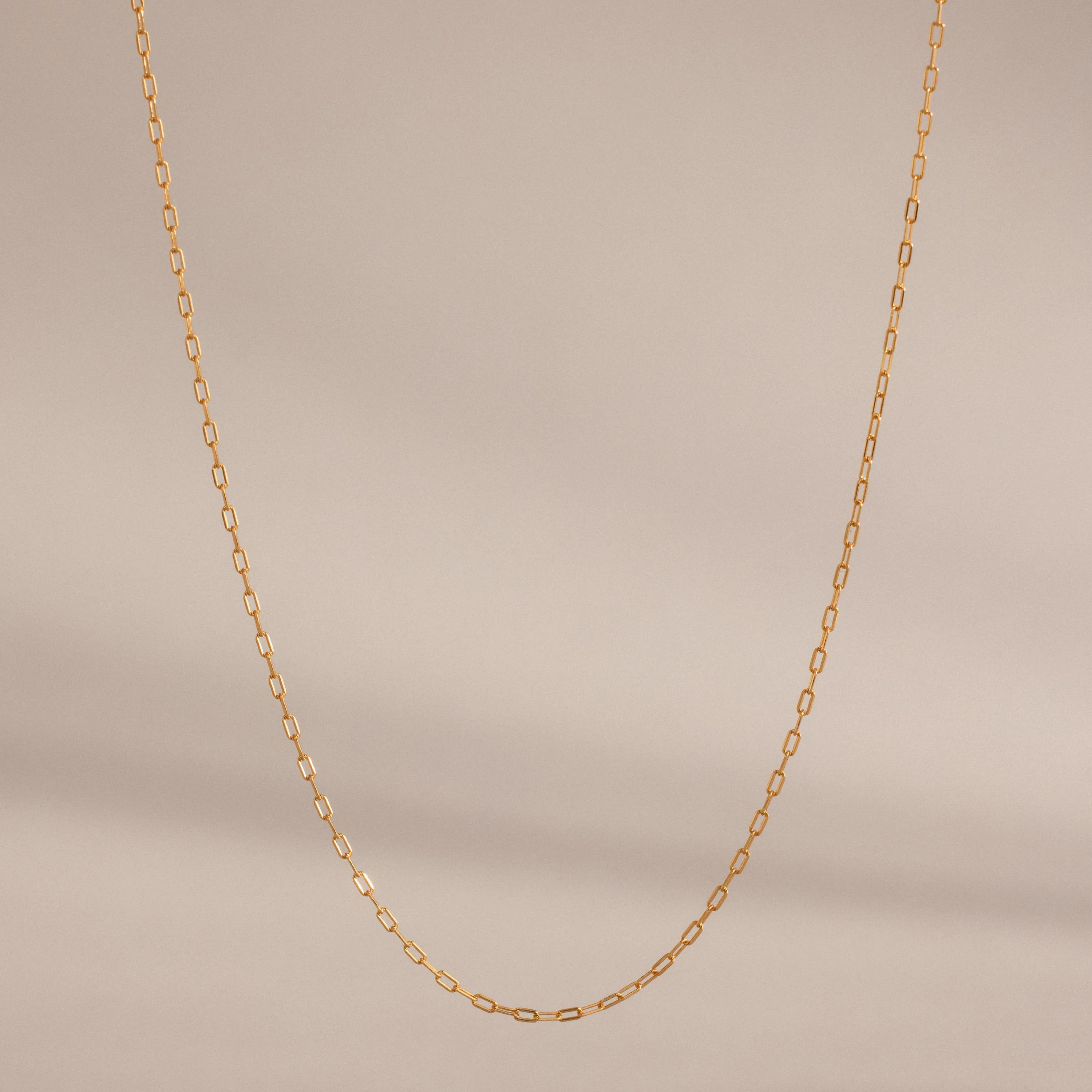 Dainty Paperclip Necklace in 18K Gold