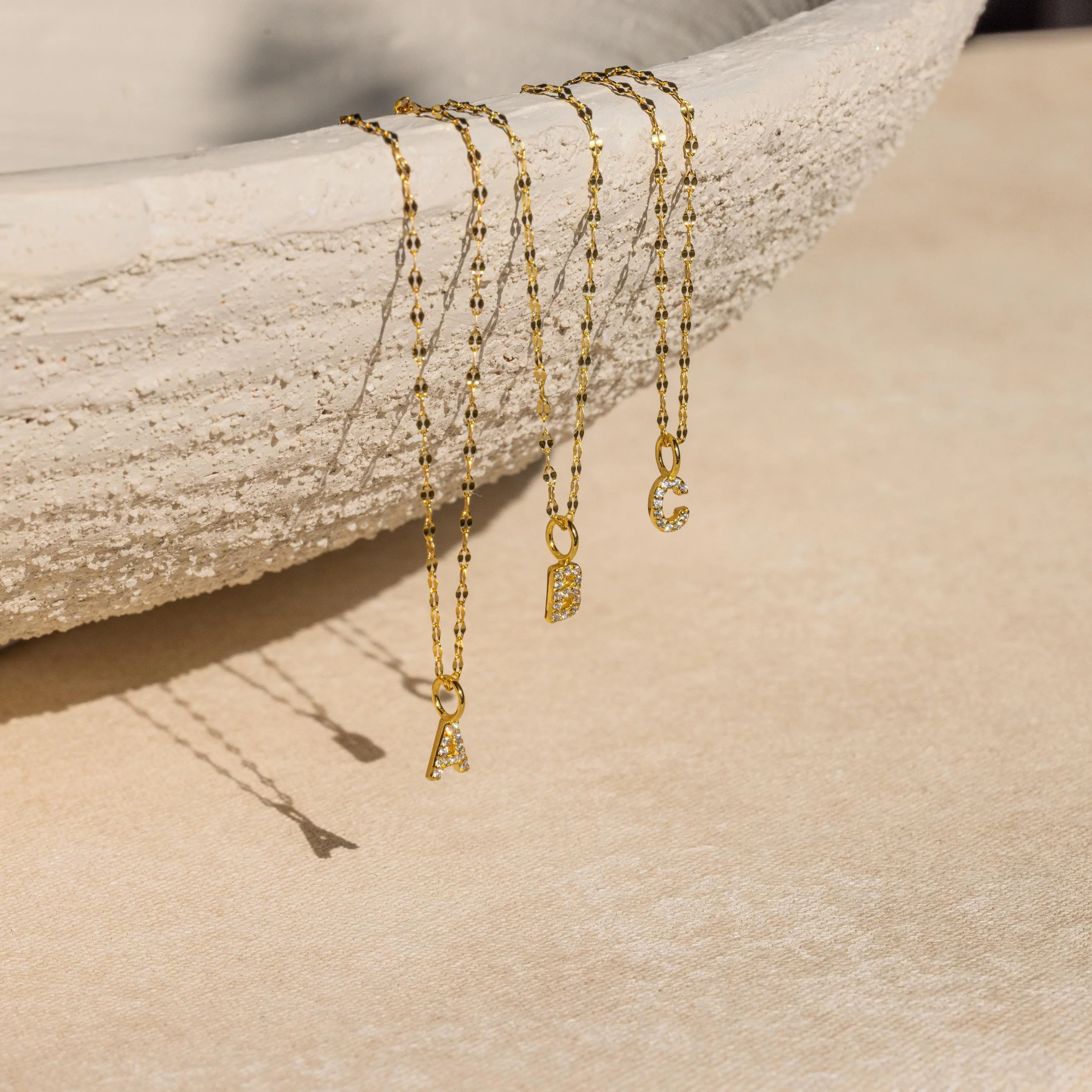 Dainty Pave Letter Necklace in 18K Gold - Image 4