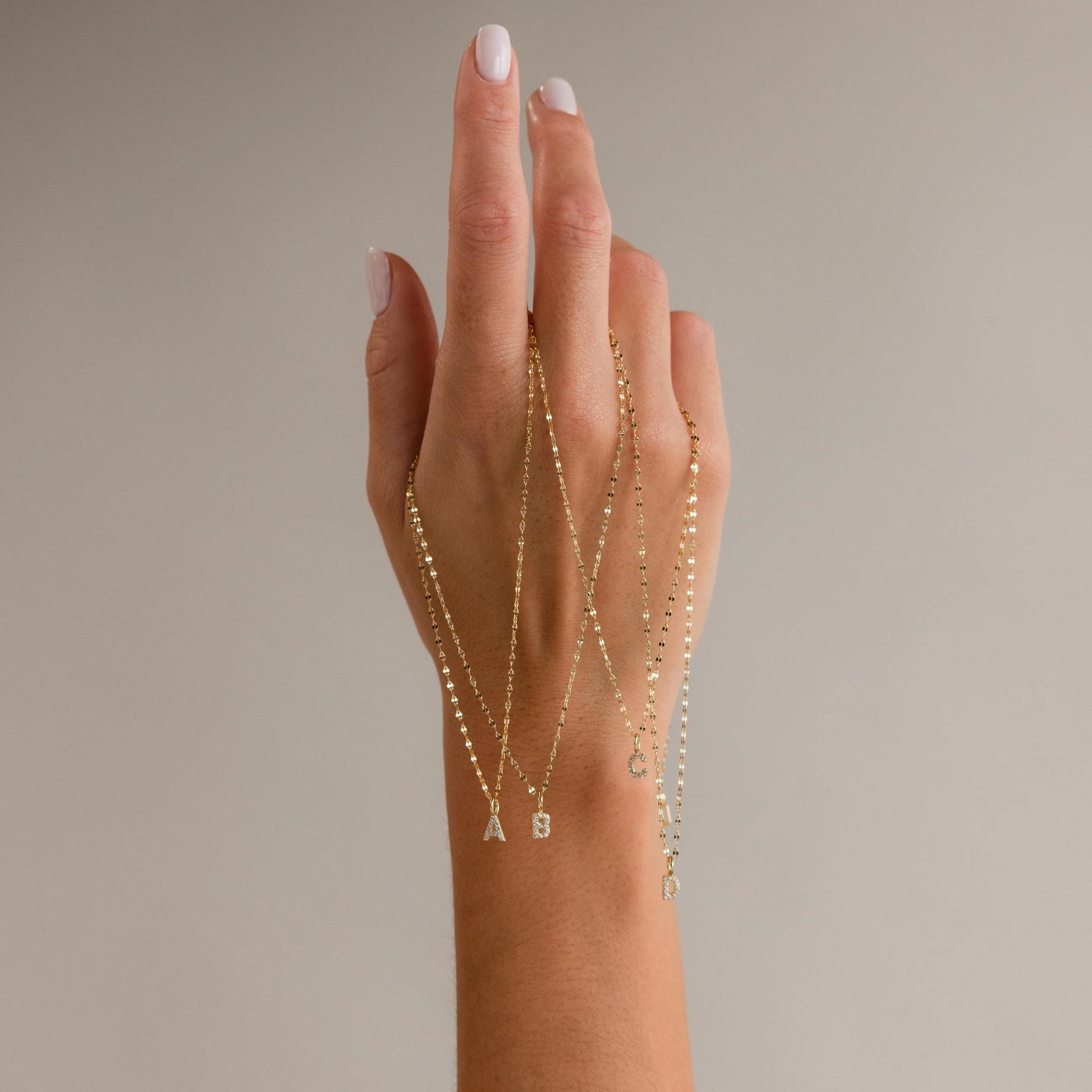 Dainty Pave Letter Necklace in 18K Gold - Image 5